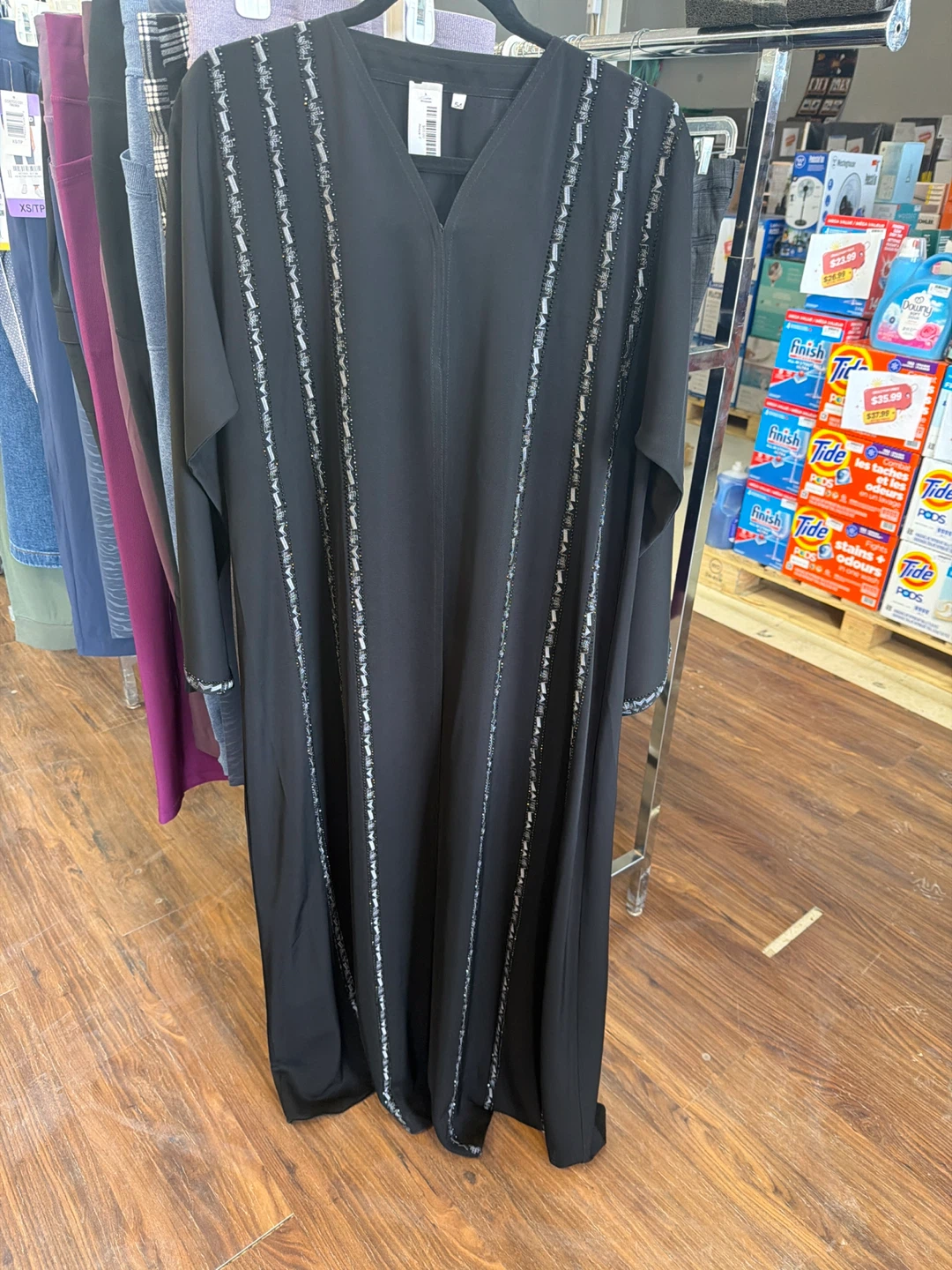 Black Abaya with Embellished Trim - photo 3