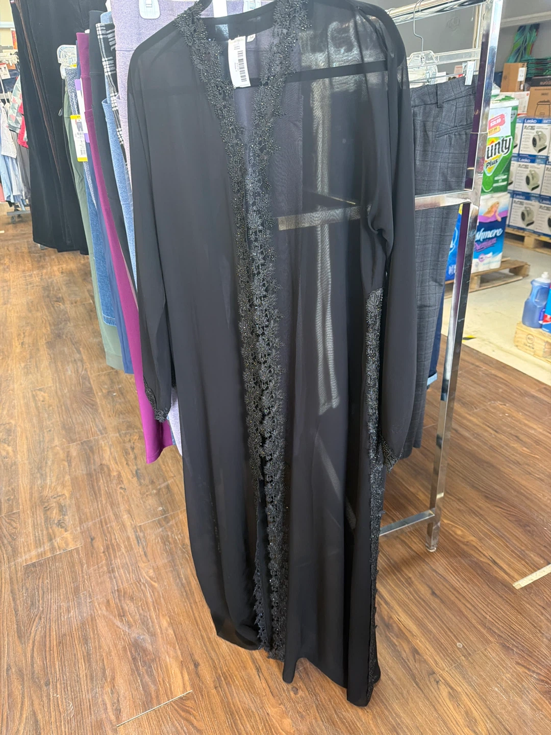 Black Beaded lace chiffonAbaya - photo 4