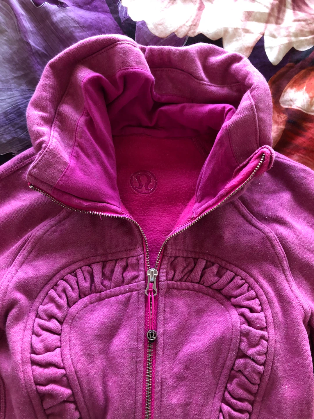 Lululemon Pink Ruffle Scuba Hoodie