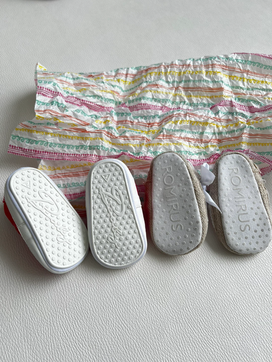 Baby Shoes Bundle - Red Sneakers & White Crochet Flats - Size 2 - photo 2