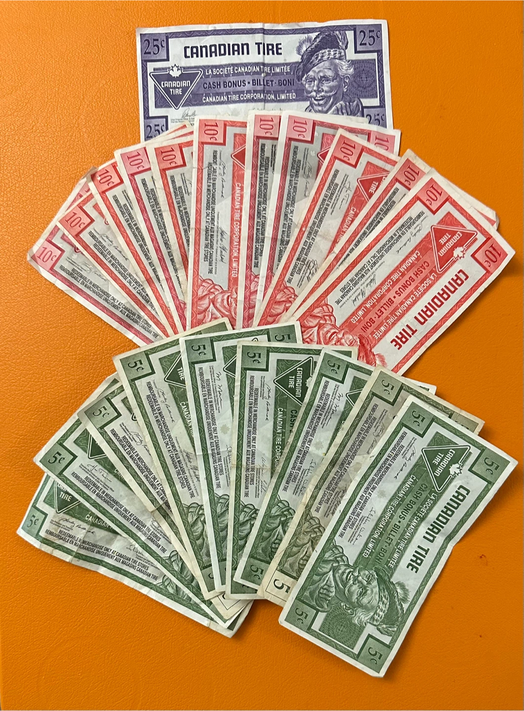 Collection of Canadian Tire Cash Bonus Coupons