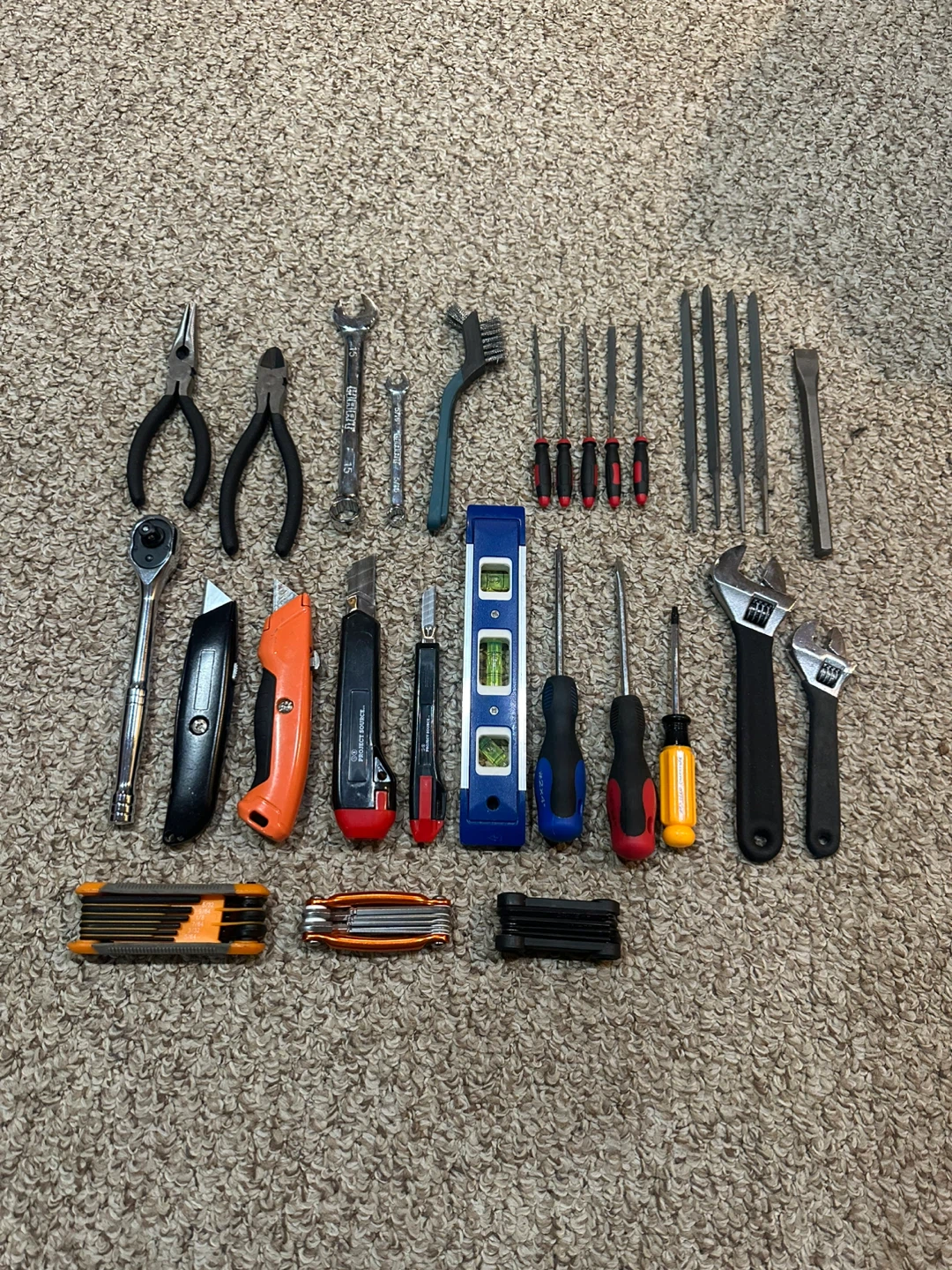 Assorted Hand Tools Set - Pliers, Wrenches, Cutters, and More