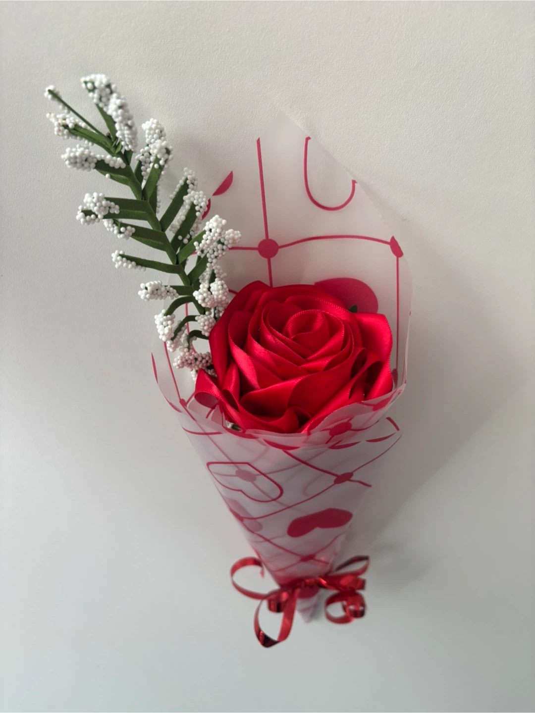 Red Ribbon Rose Bouquet