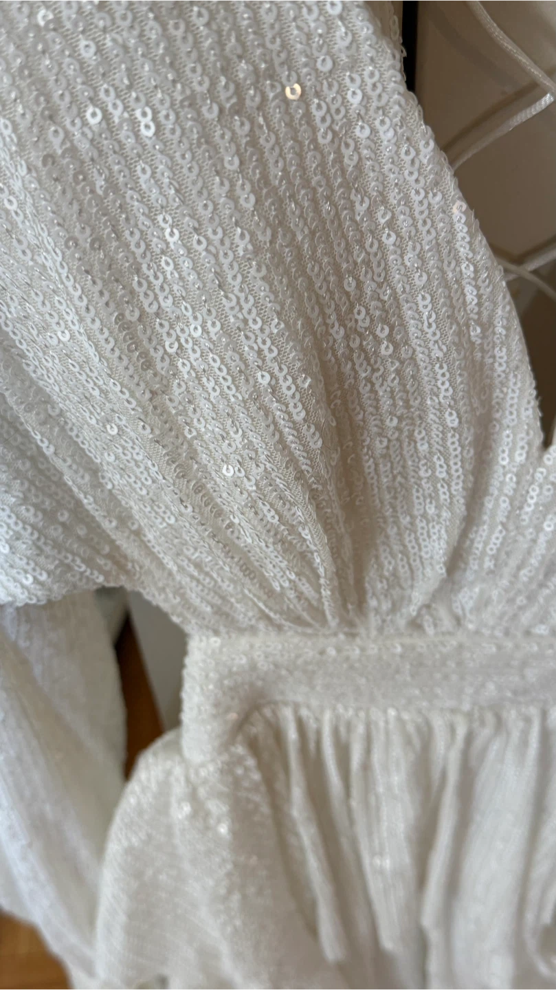White Sequin Dress with Ruffle Skirt - photo 3