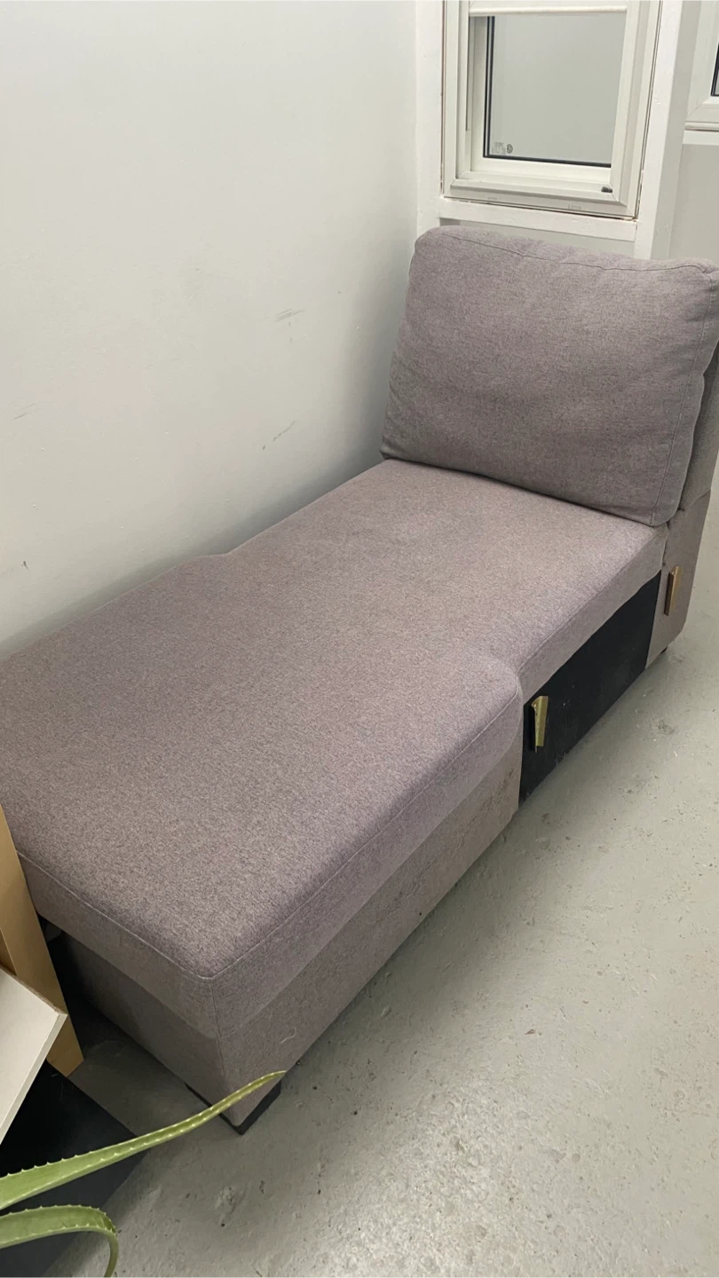 Grey Chaise Lounge with Storage