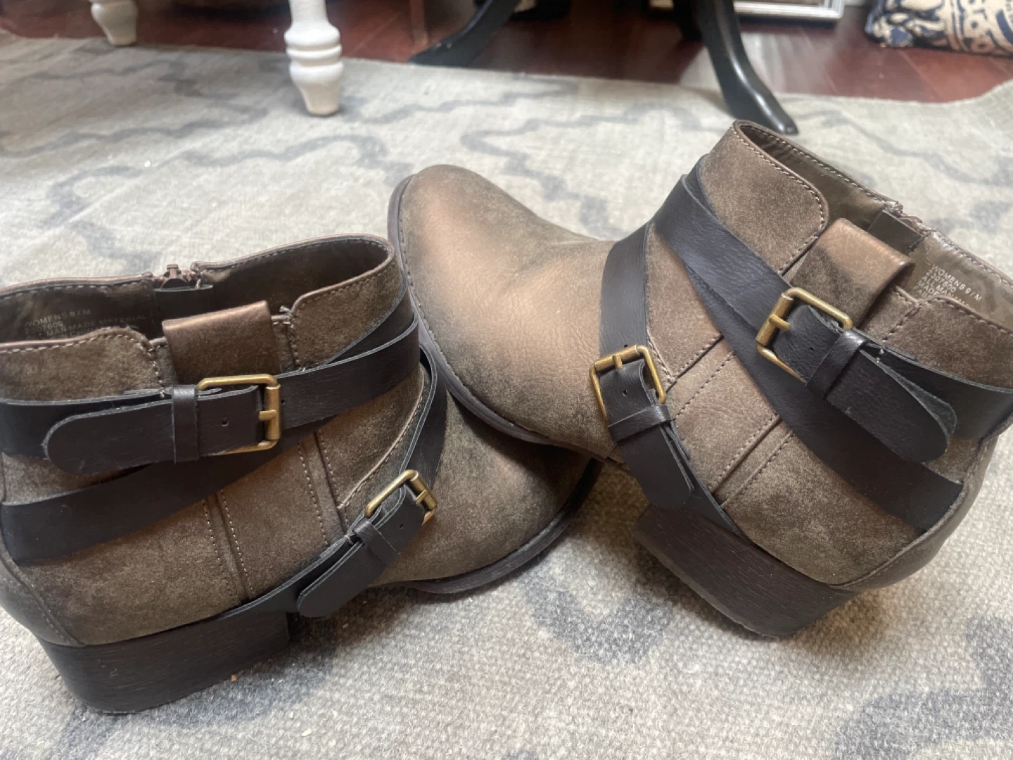 Brown Ankle Boots with Buckle Straps - photo 3