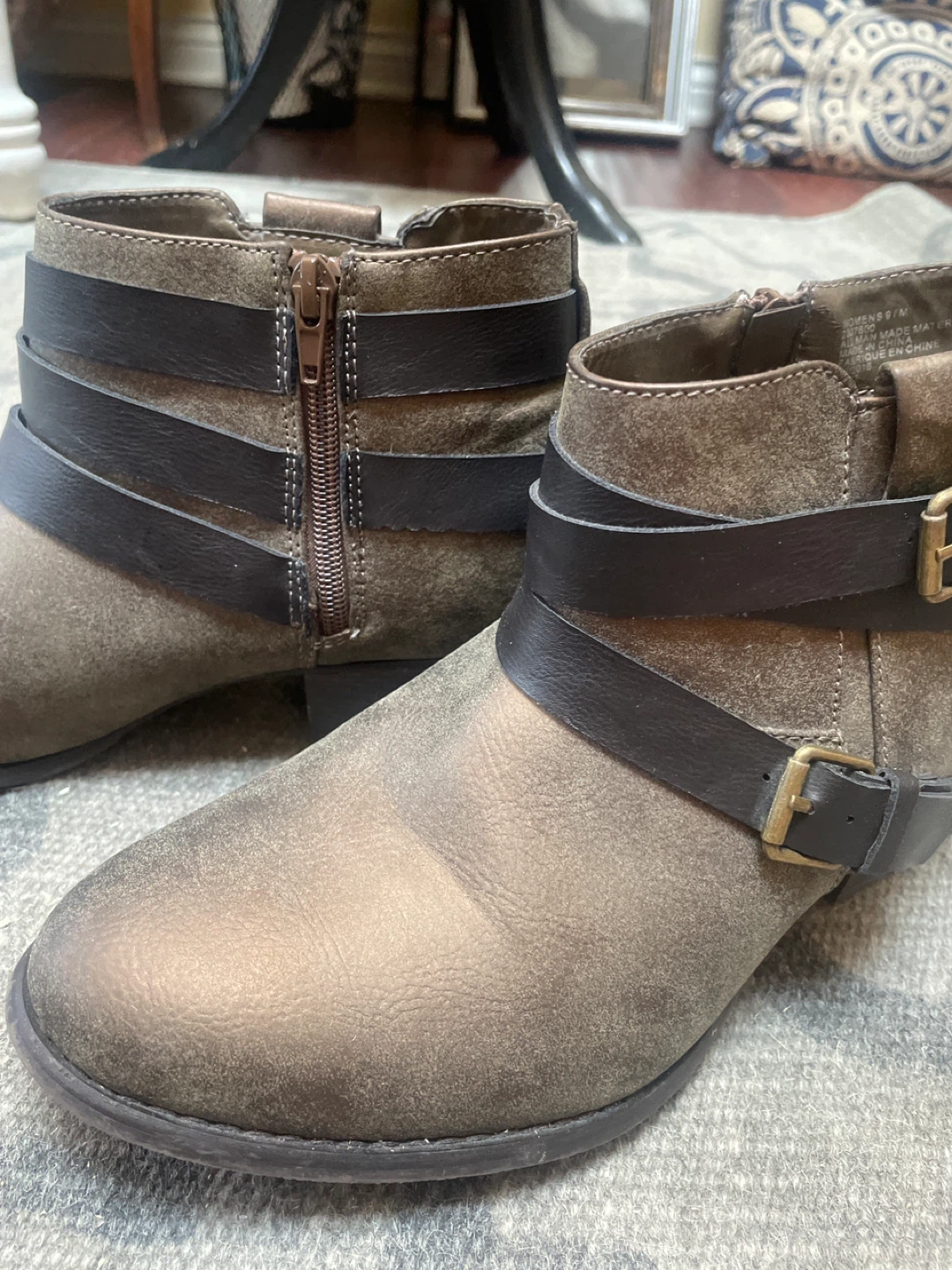 Brown Ankle Boots with Buckle Straps - photo 2