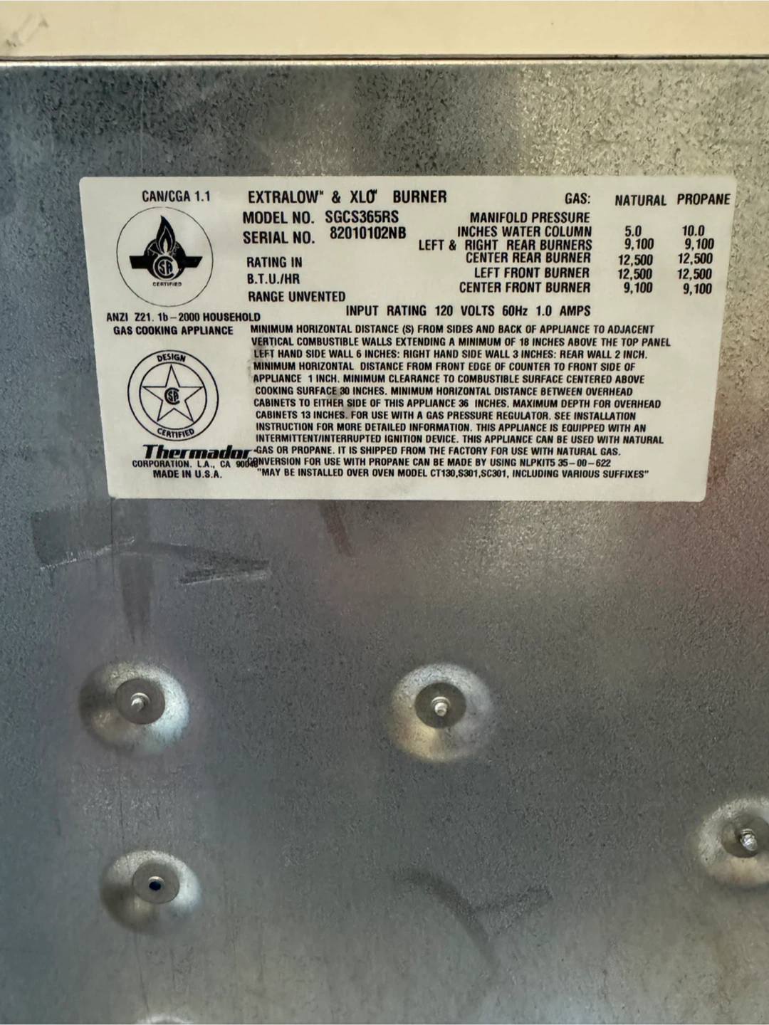 Thermador Professional Gas Cooktop 36" ExtraLow & XLo Burner