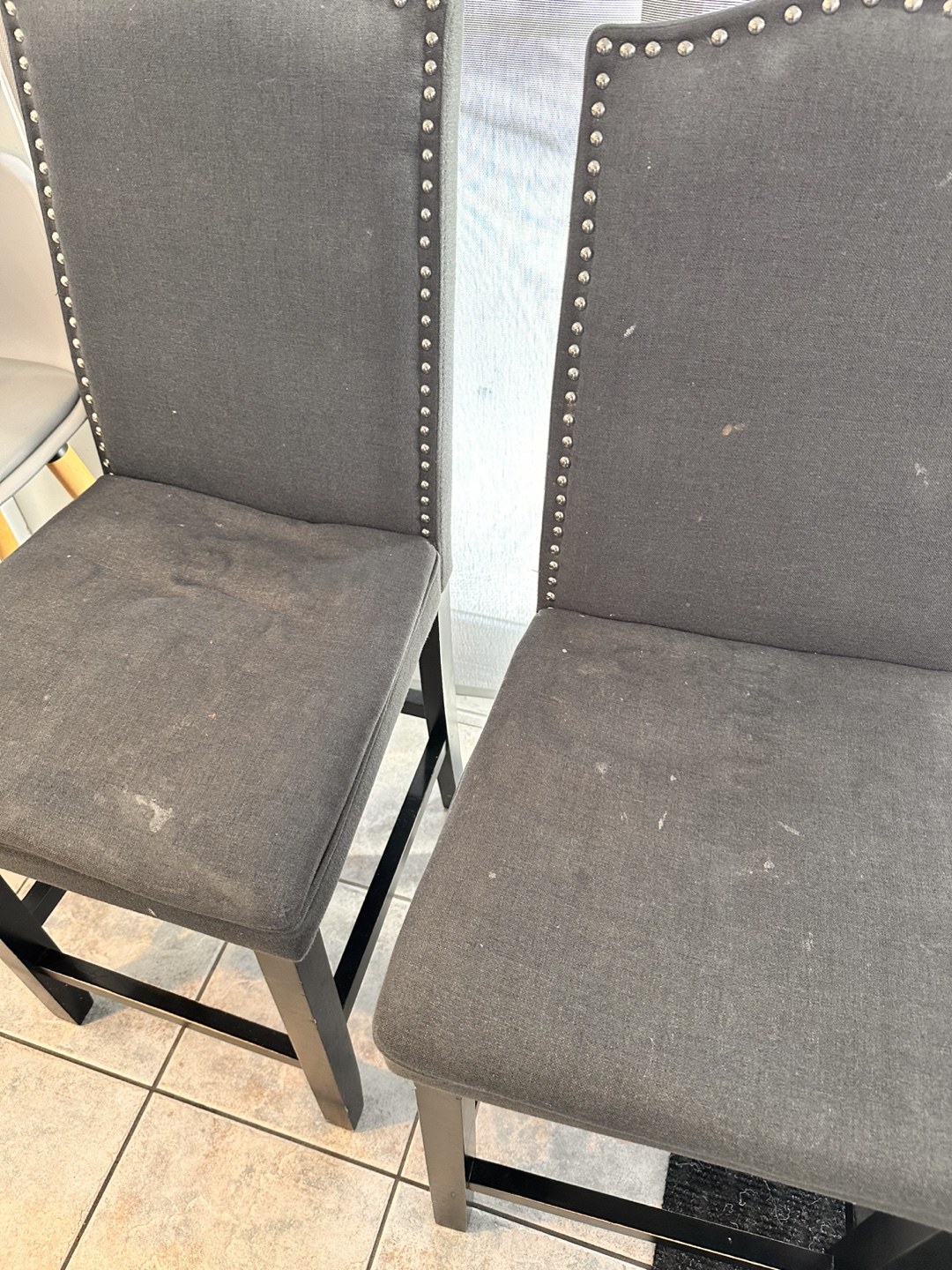 Grey Upholstered Bar Stools (Set of 3) - photo 2
