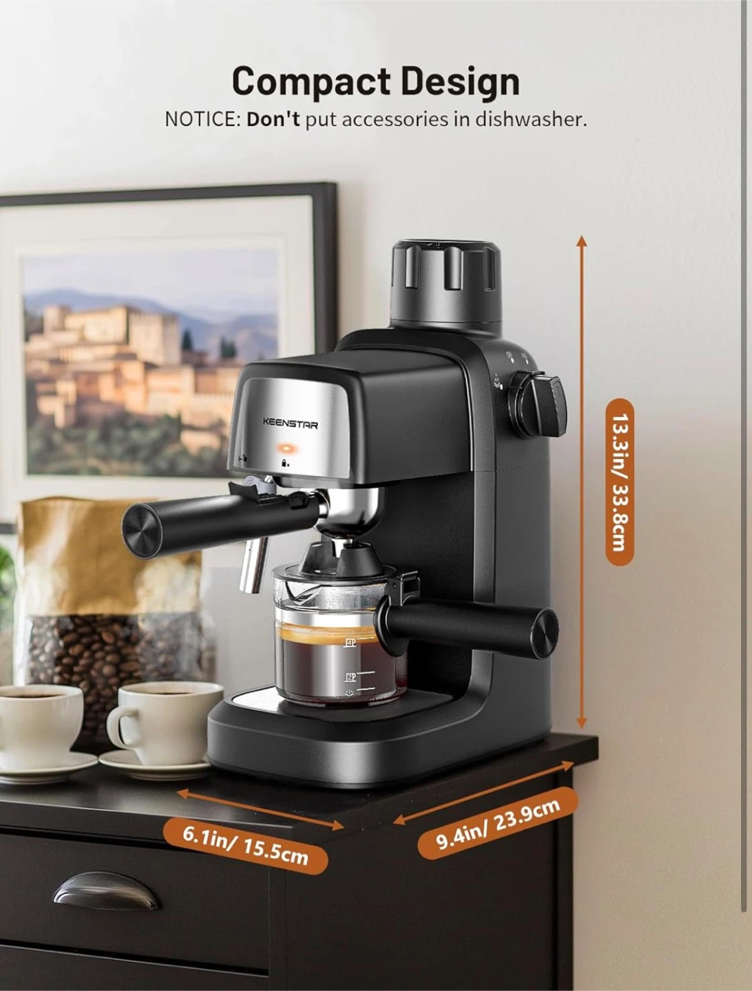 KEENSTAR 3.5Bar 4 Cup Espresso Machine with Milk Frother - photo 3