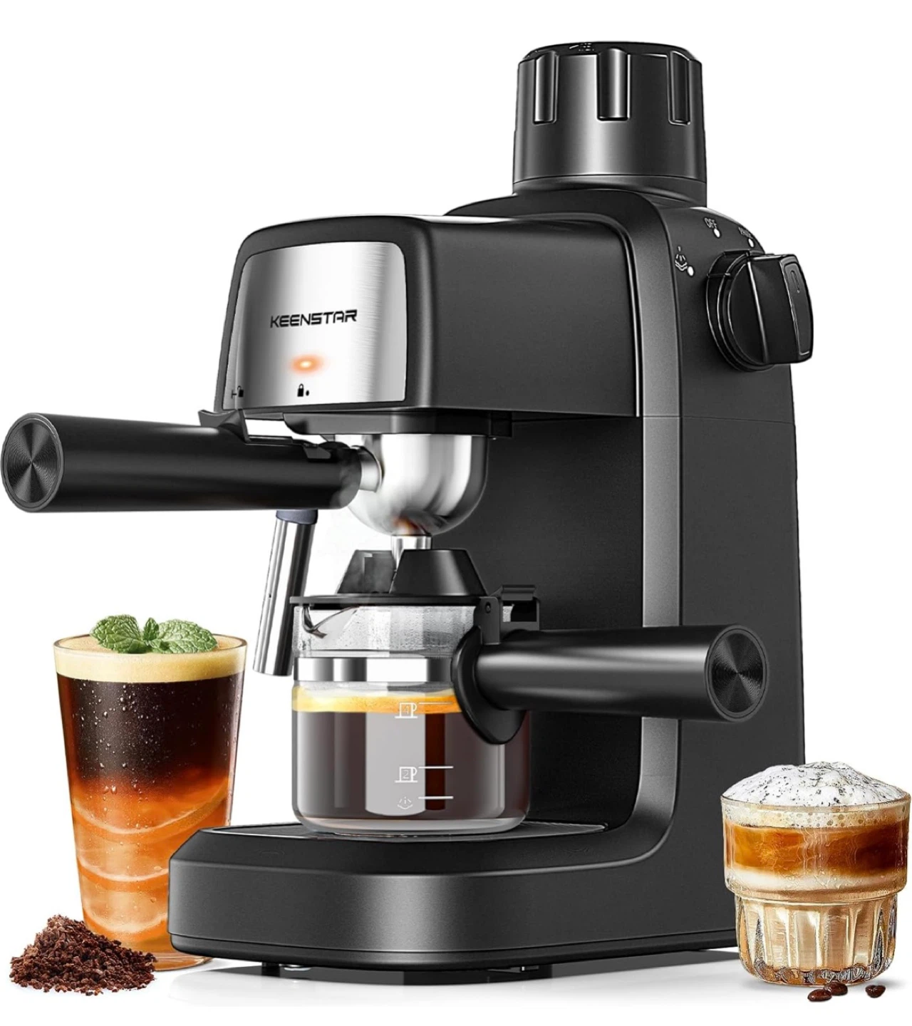 KEENSTAR 3.5Bar 4 Cup Espresso Machine with Milk Frother