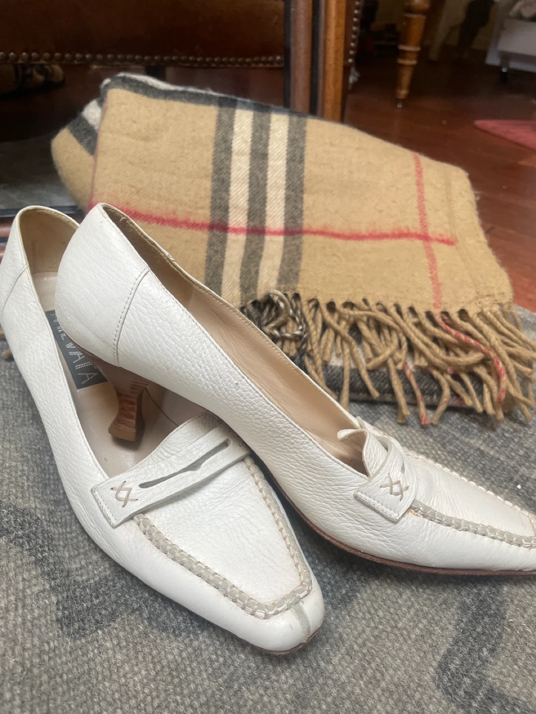 PREVATA White Leather Loafer Heels Size 8 Made in Italy - photo 5