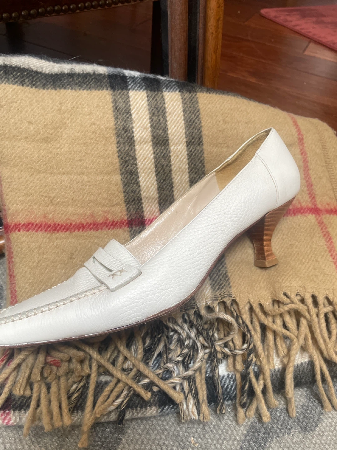 PREVATA White Leather Loafer Heels Size 8 Made in Italy - photo 4