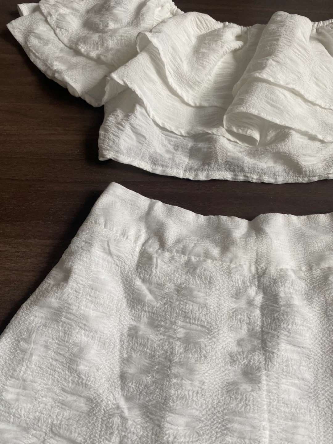 White Forever 21 Off-the-Shoulder Crop Top and Maxi Skirt Set - photo 2