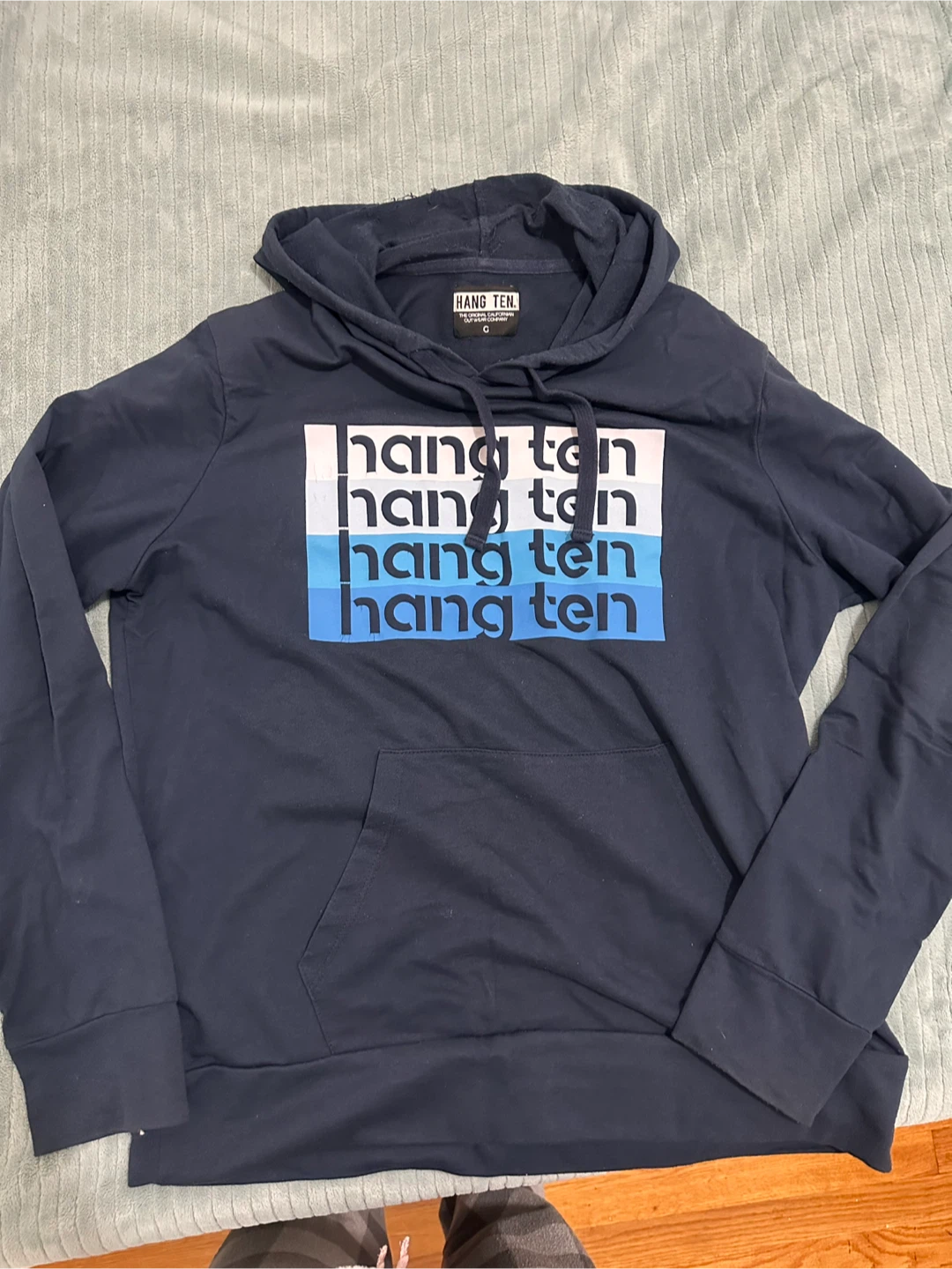 Hang Ten Navy Hoodie and Blue Jeans - photo 2
