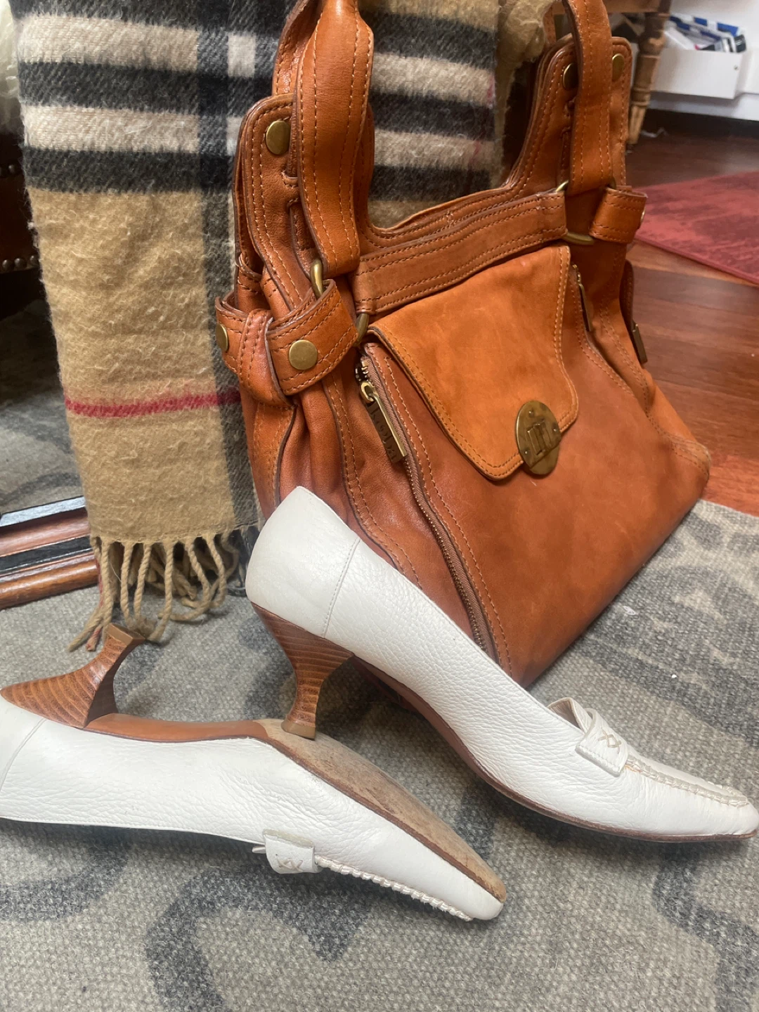Spring Set:PREVATA White Leather Loafers - Size 9 - photo 3