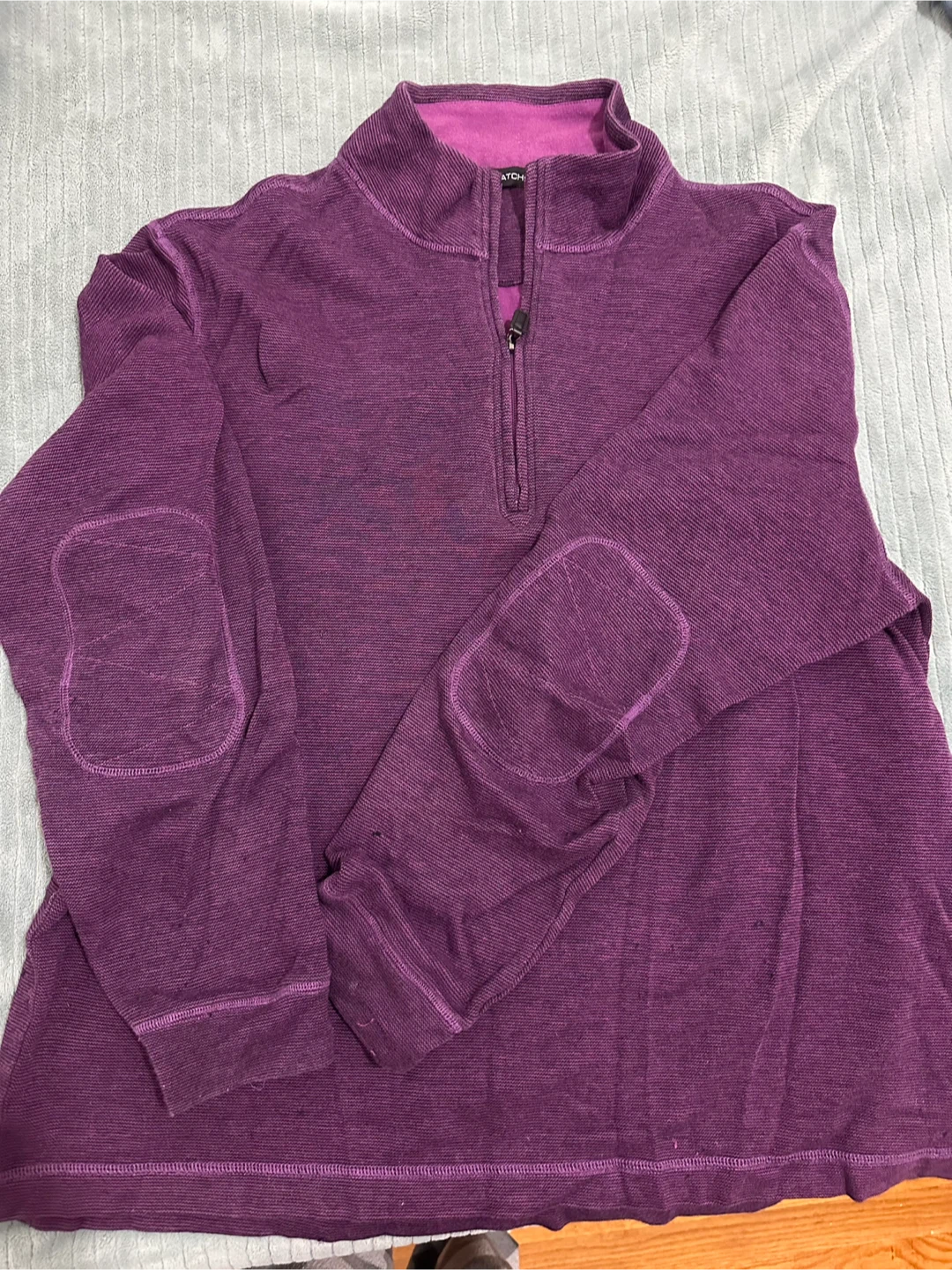 Bugatchi Purple 1/4 Zip Pullover with Elbow Patches - Size XL - photo 3