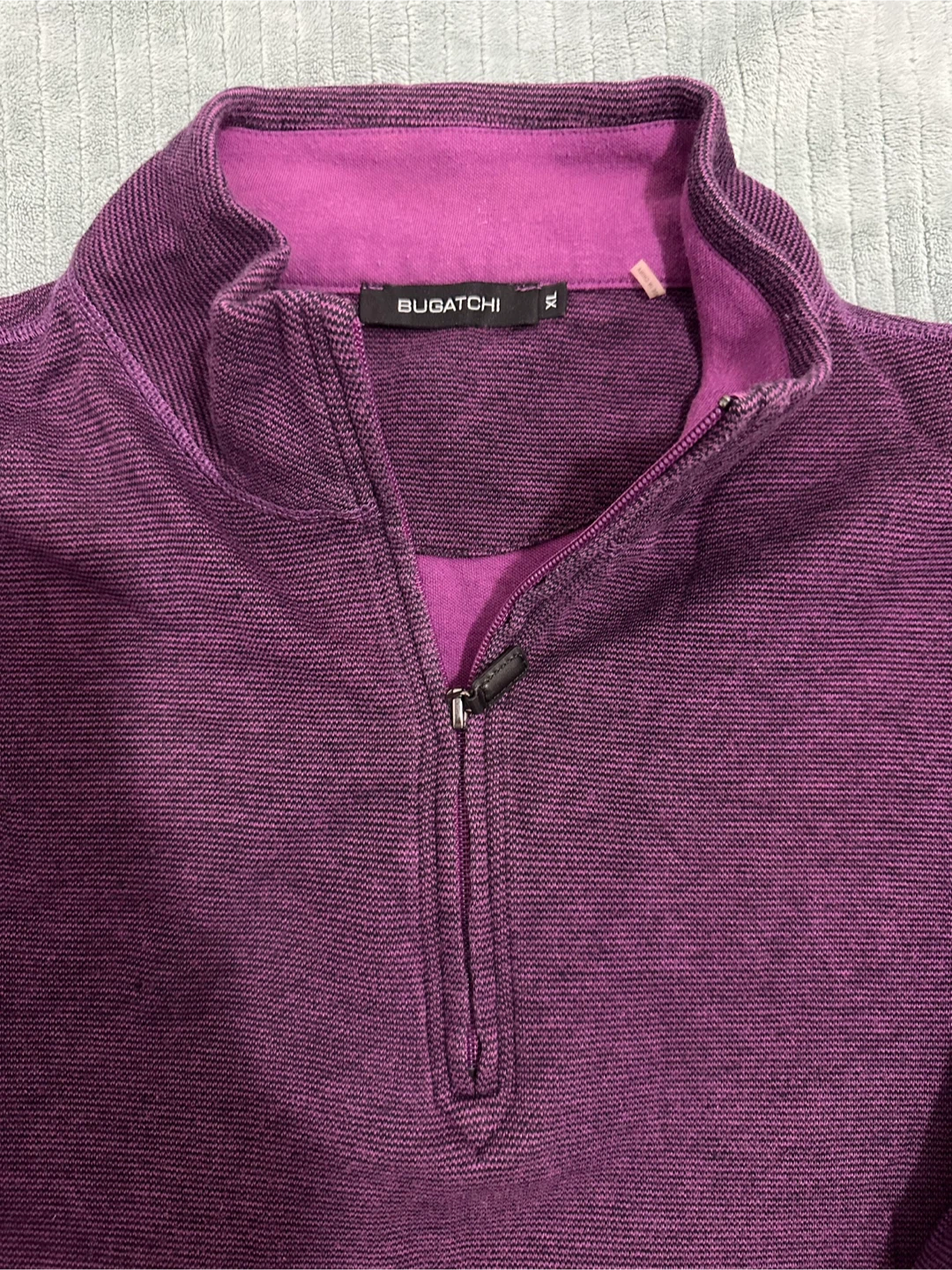 Bugatchi Purple 1/4 Zip Pullover with Elbow Patches - Size XL - photo 2