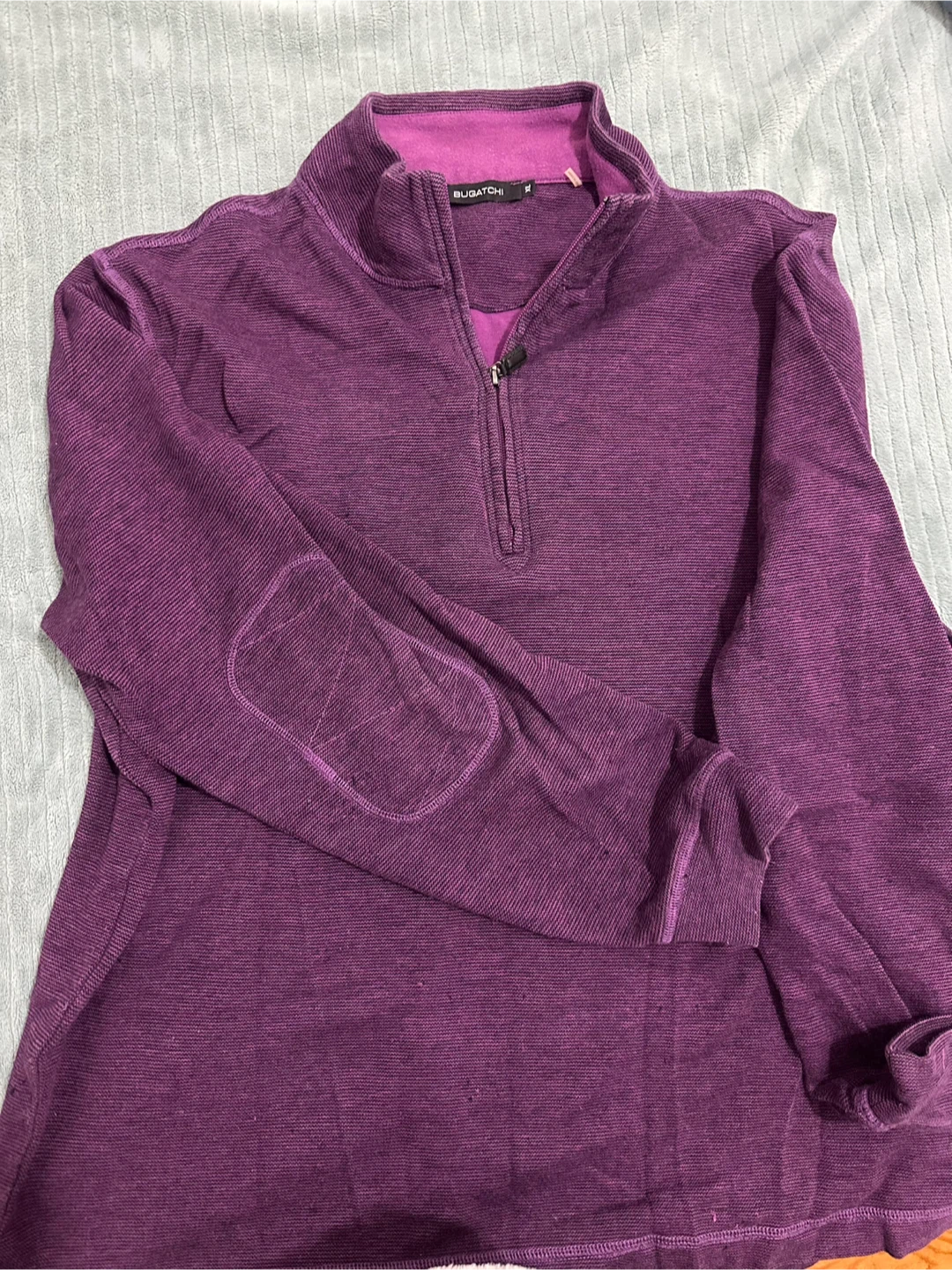 Bugatchi Purple 1/4 Zip Pullover with Elbow Patches - Size XL