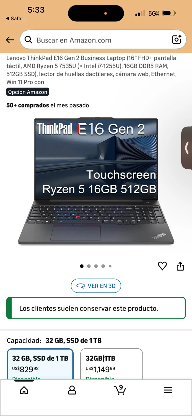 Lenovo ThinkPad E16 Gen 2 Laptop Ryzen 5 16GB RAM 512GB SSD