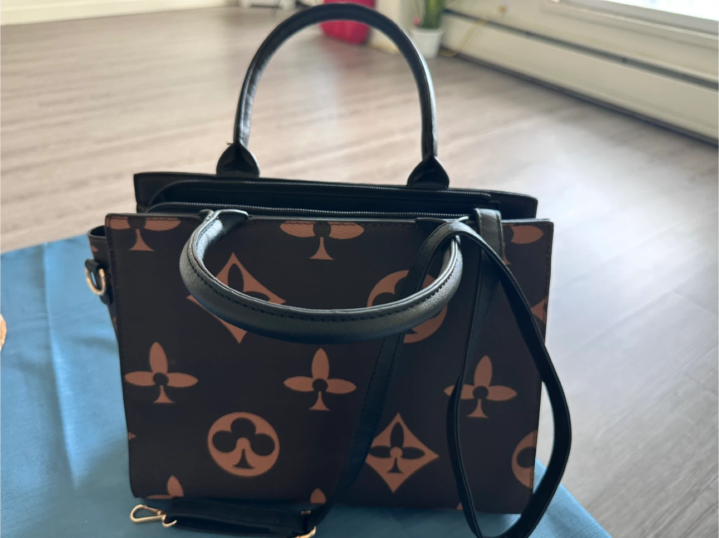 Brown and Tan Logo Print Handbag - photo 4