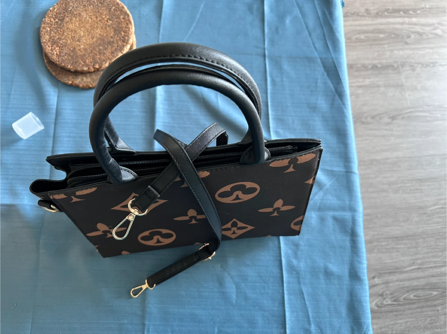 Brown and Tan Logo Print Handbag - photo 2