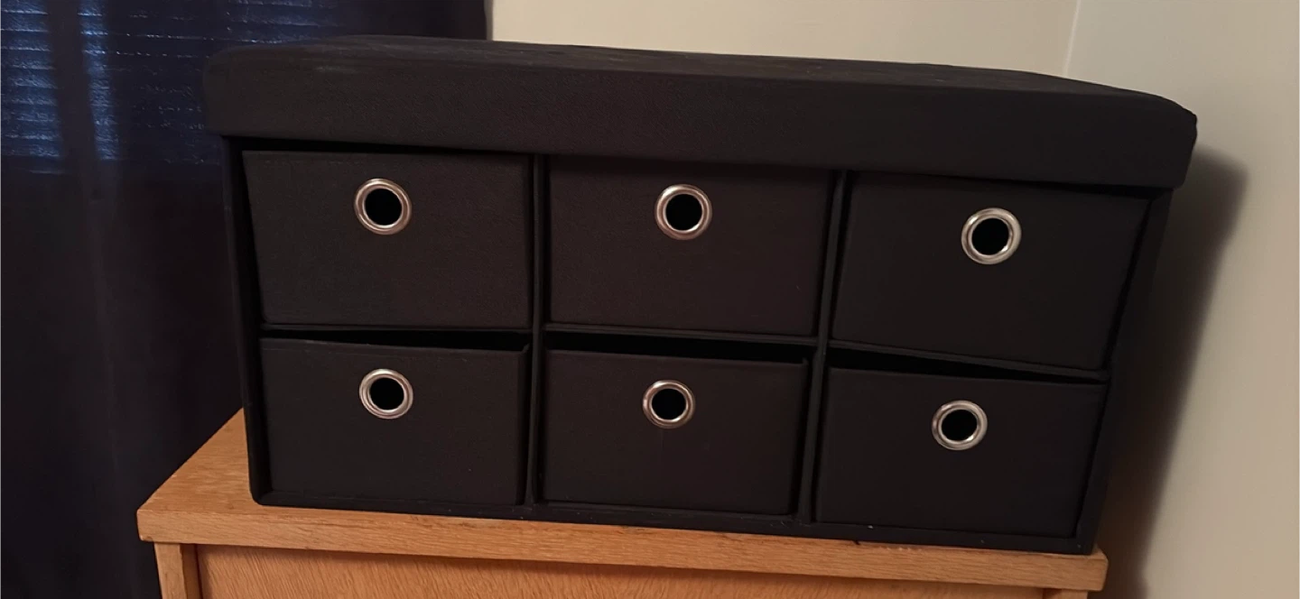 Black 6-Drawer Storage Unit with Lid