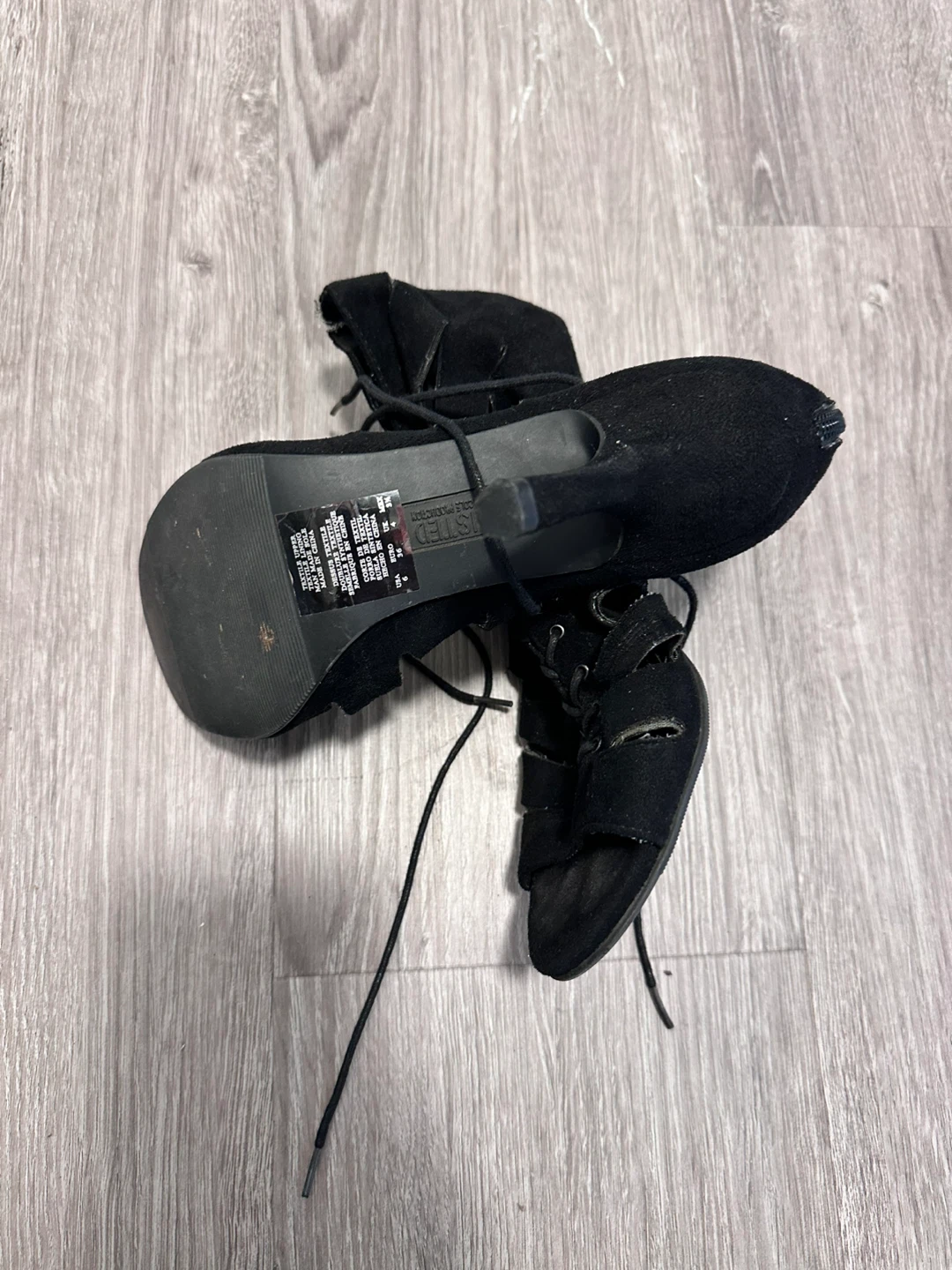 Black Suede Lace-Up Heels
