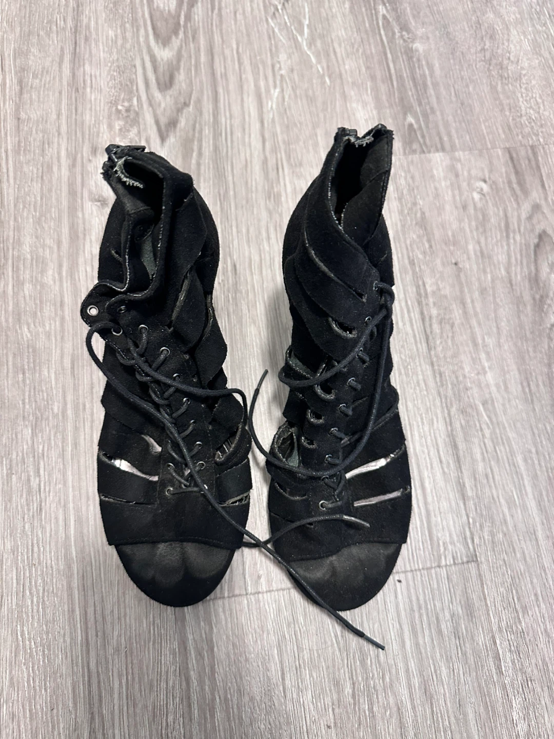 Black Suede Lace-Up Heels - photo 2