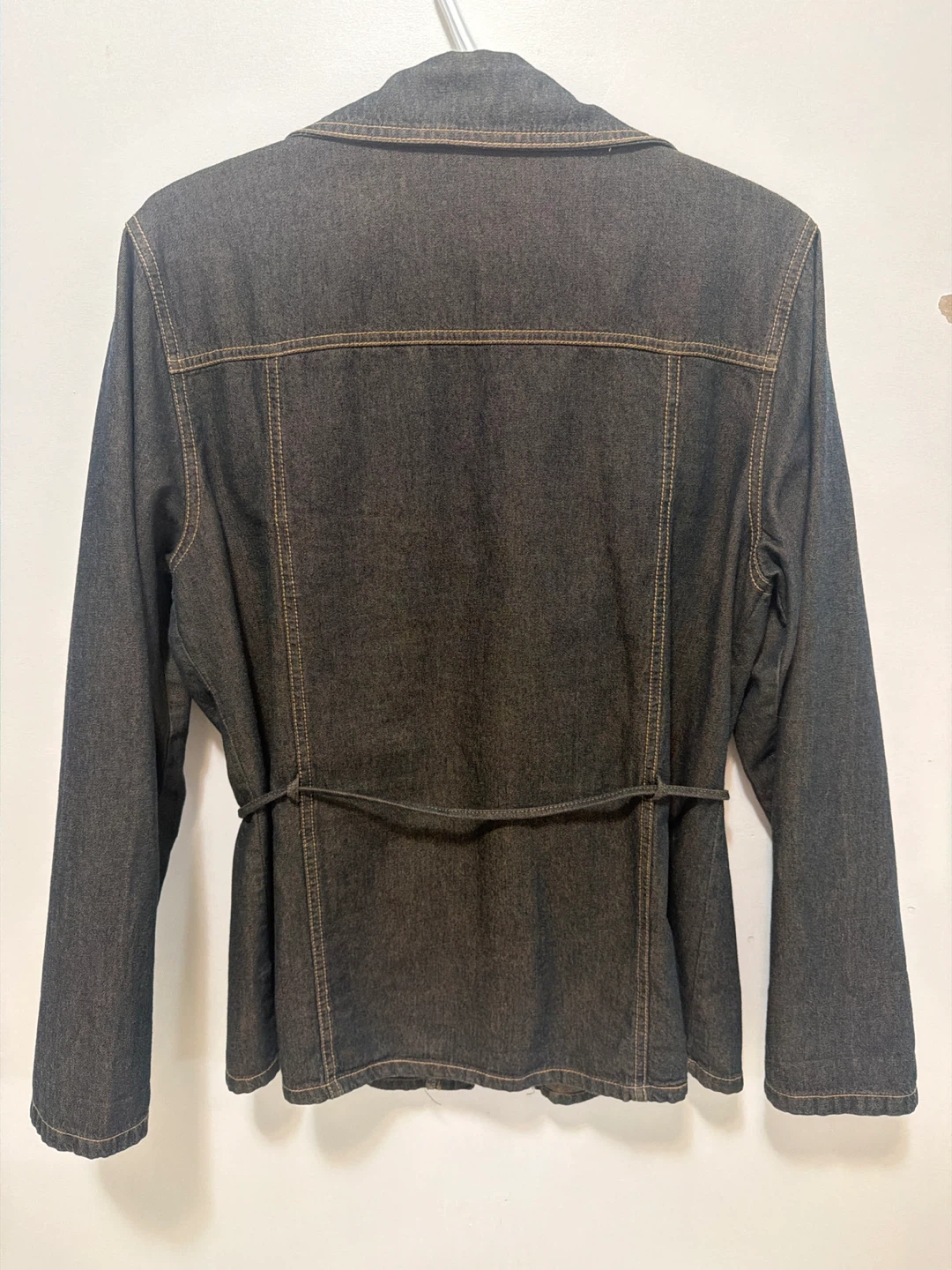 Dark Wash Denim Jacket with Belt - photo 4