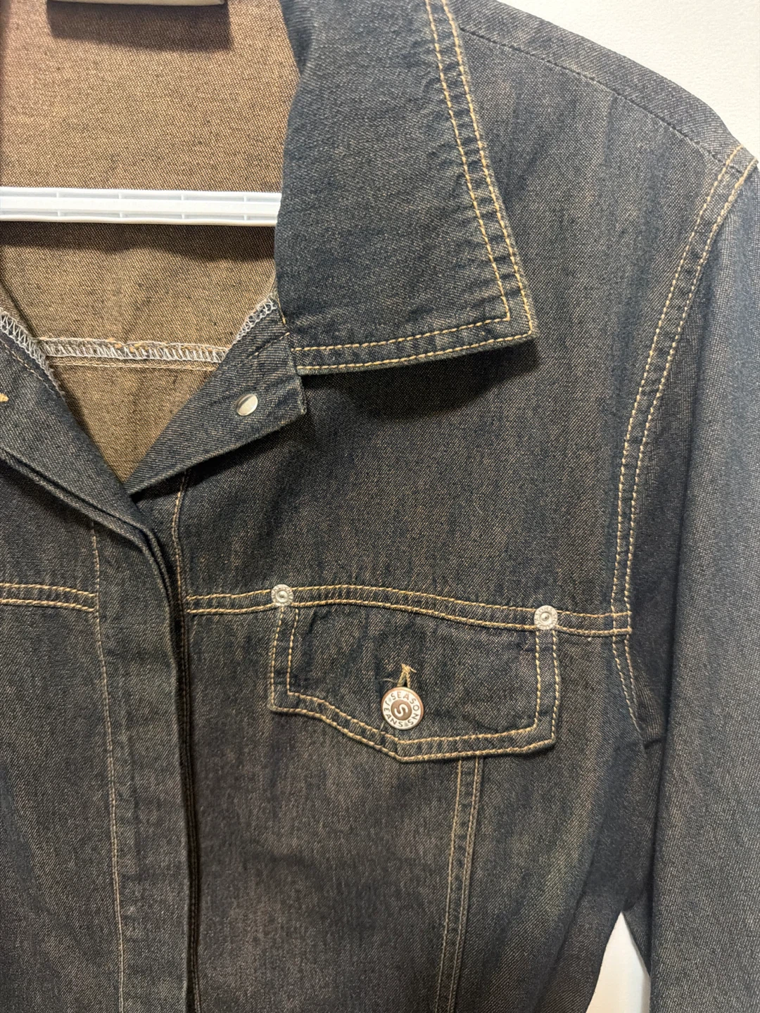 Dark Wash Denim Jacket with Belt - photo 2