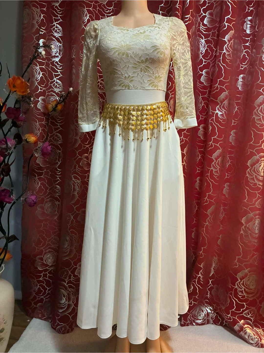 Women's Lace & Chiffon Long Sleeve Dress Set - photo 4