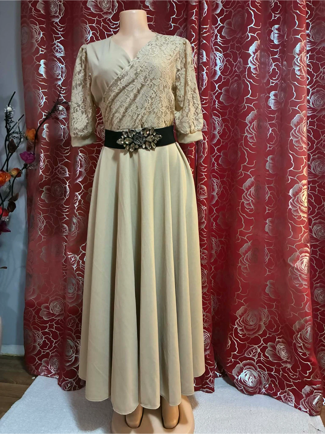 Women's Lace & Chiffon Long Sleeve Dress Set - photo 2