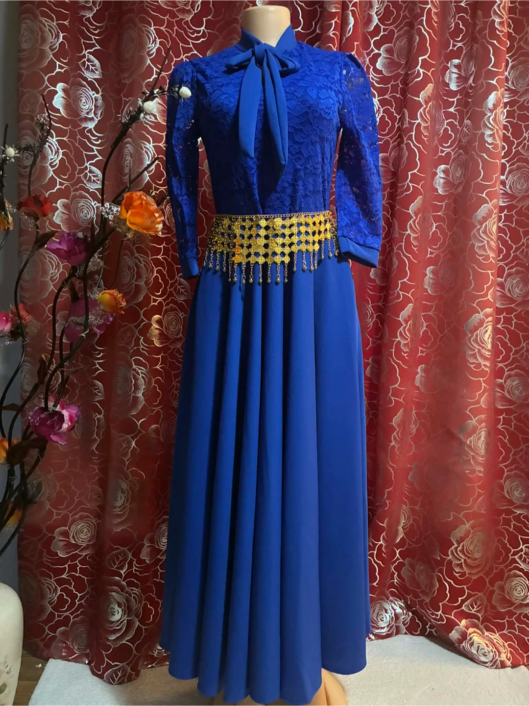 Women's Lace & Chiffon Long Sleeve Dress Set - photo 5
