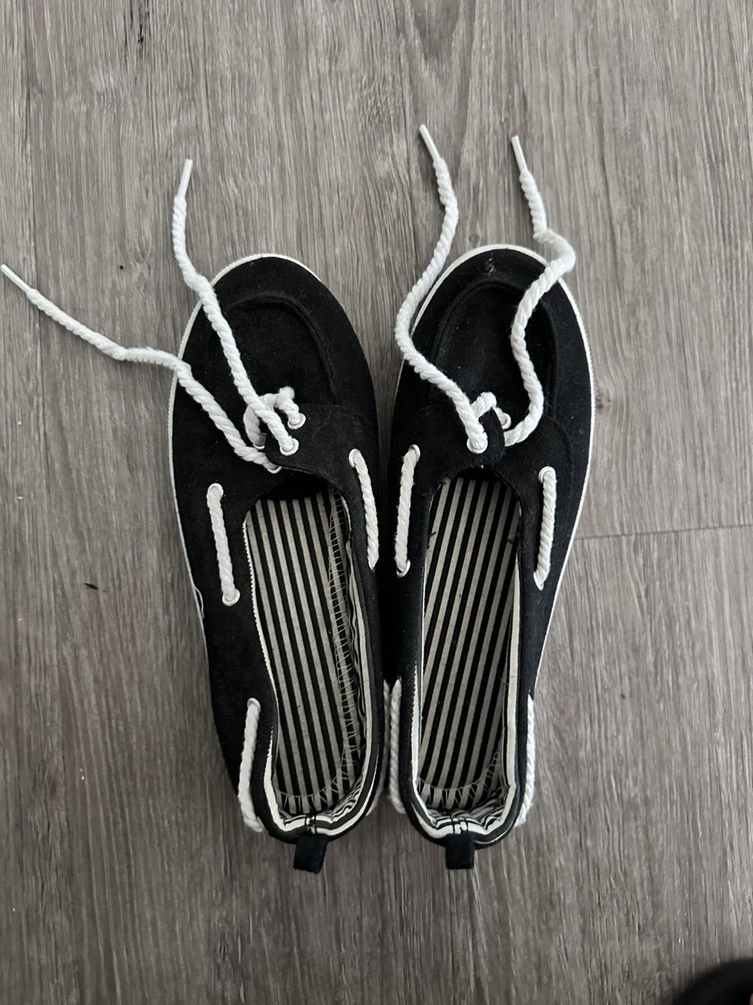 Black Canvas Boat Shoes with White Laces - photo 2