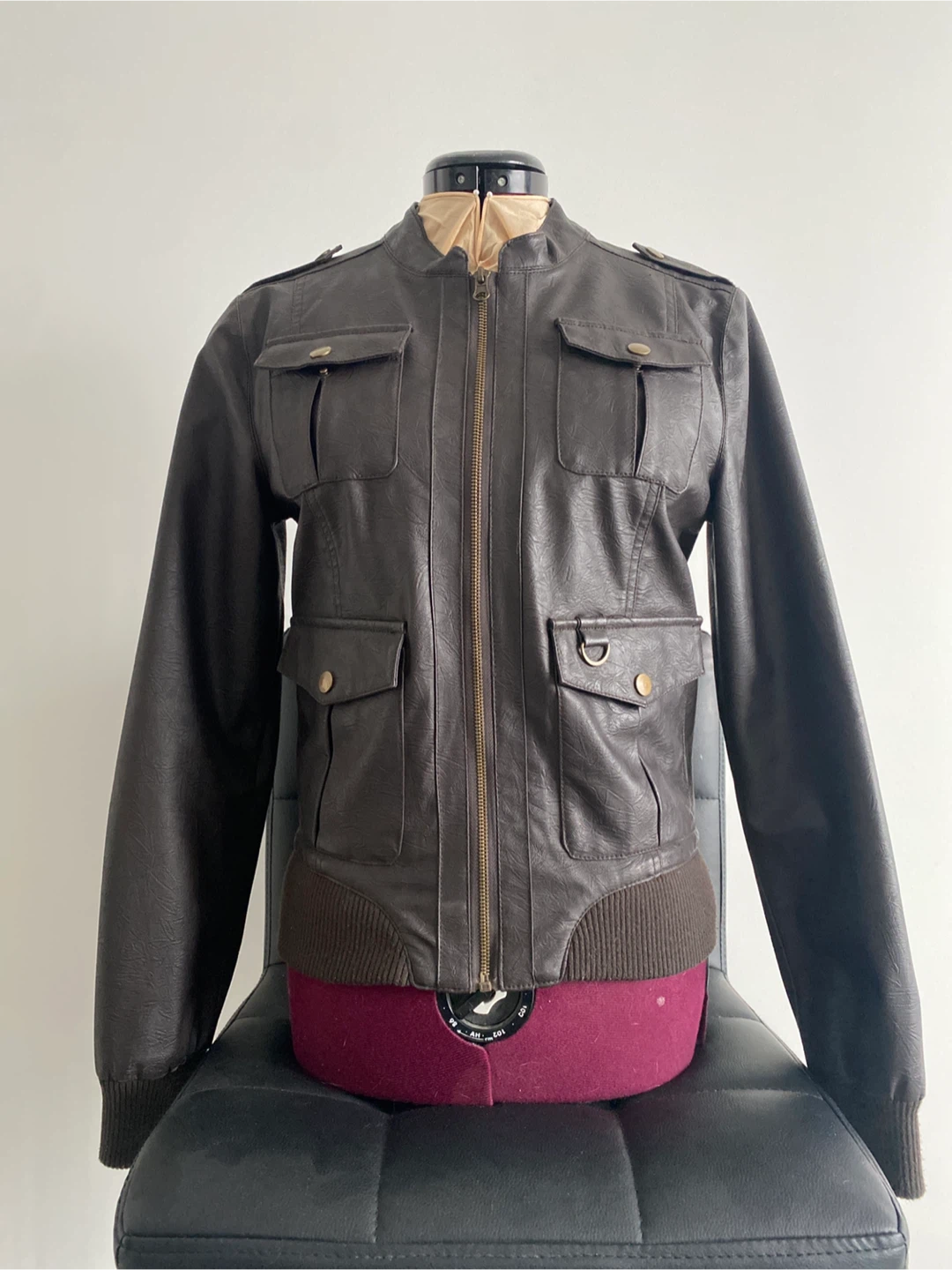 Two (2) Vegan Leather bomber style jackets - photo 2