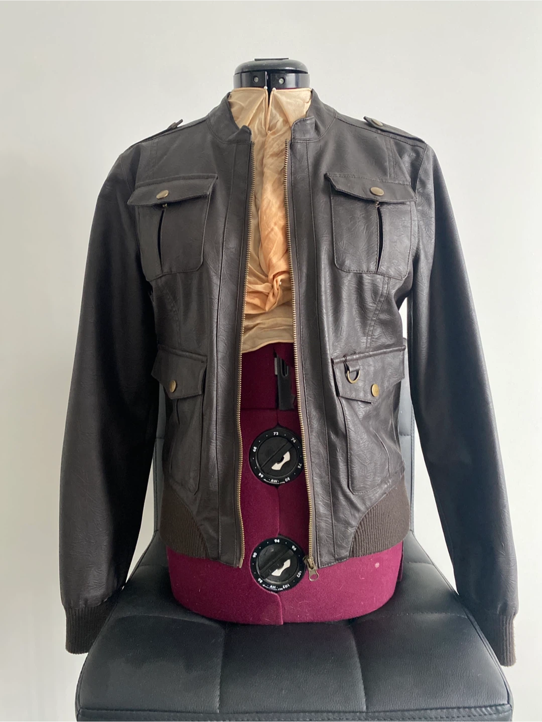 Two (2) Vegan Leather bomber style jackets