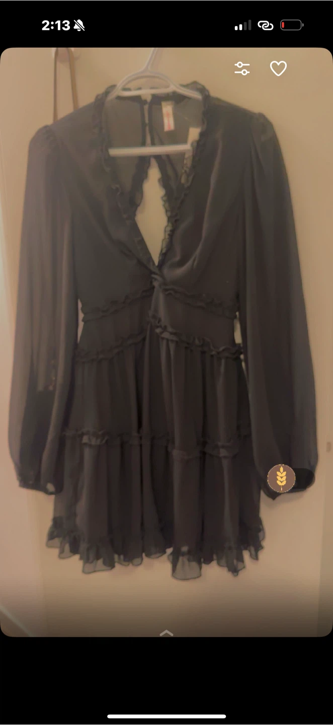 Sheer Ruffle Tiered Mini Dress - Black