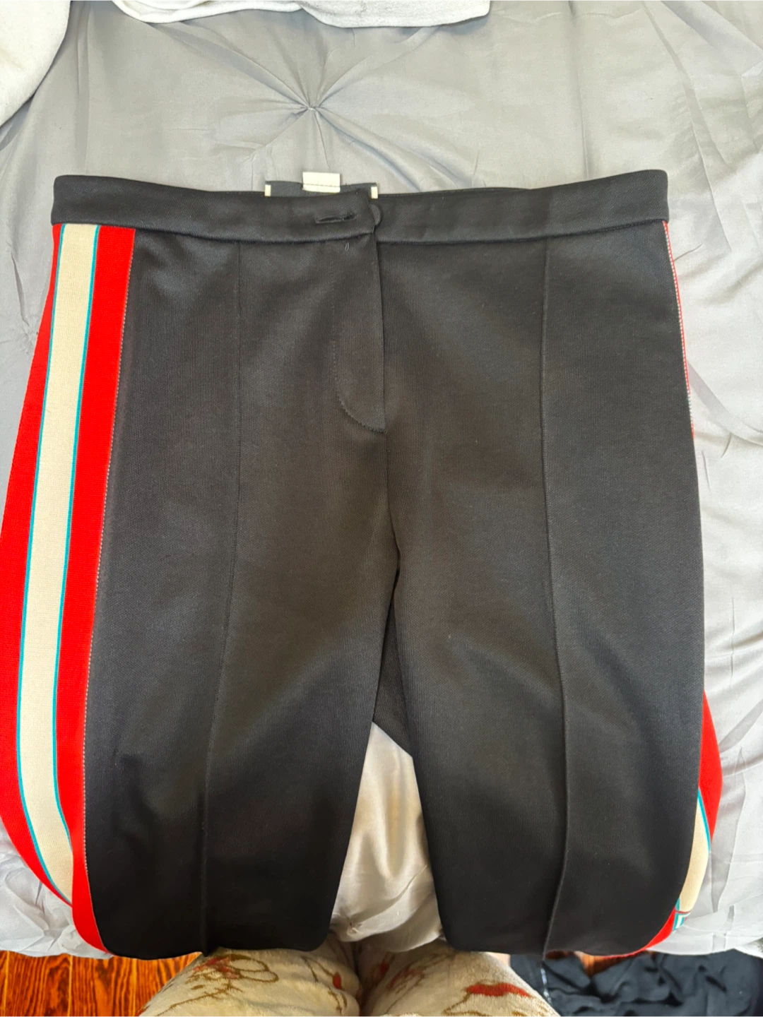 Gucci Black Track Pants with Red and Cream Stripes - photo 2