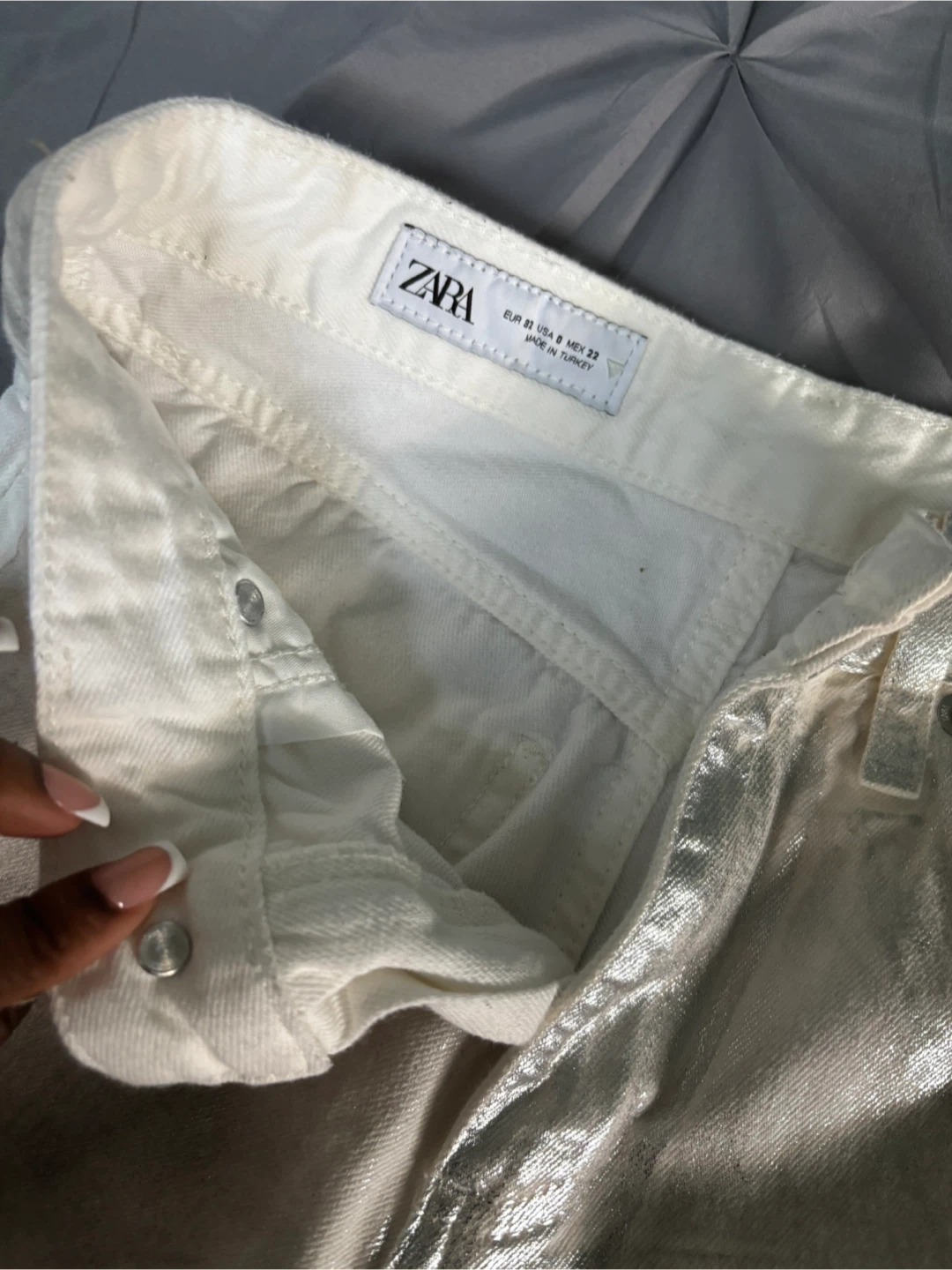ZARA White Metallic Jeans Size 32 - photo 3