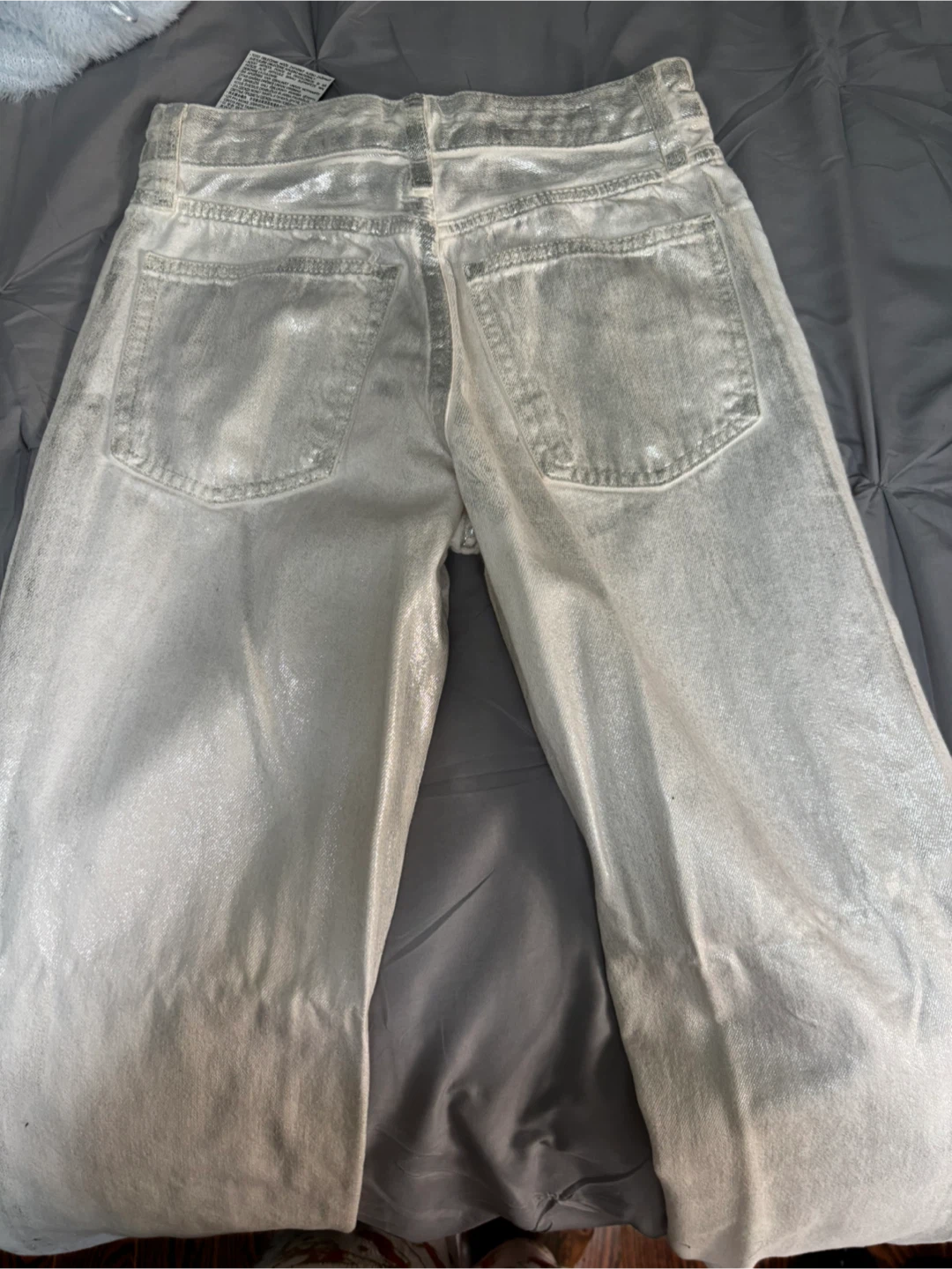 ZARA White Metallic Jeans Size 32 - photo 2
