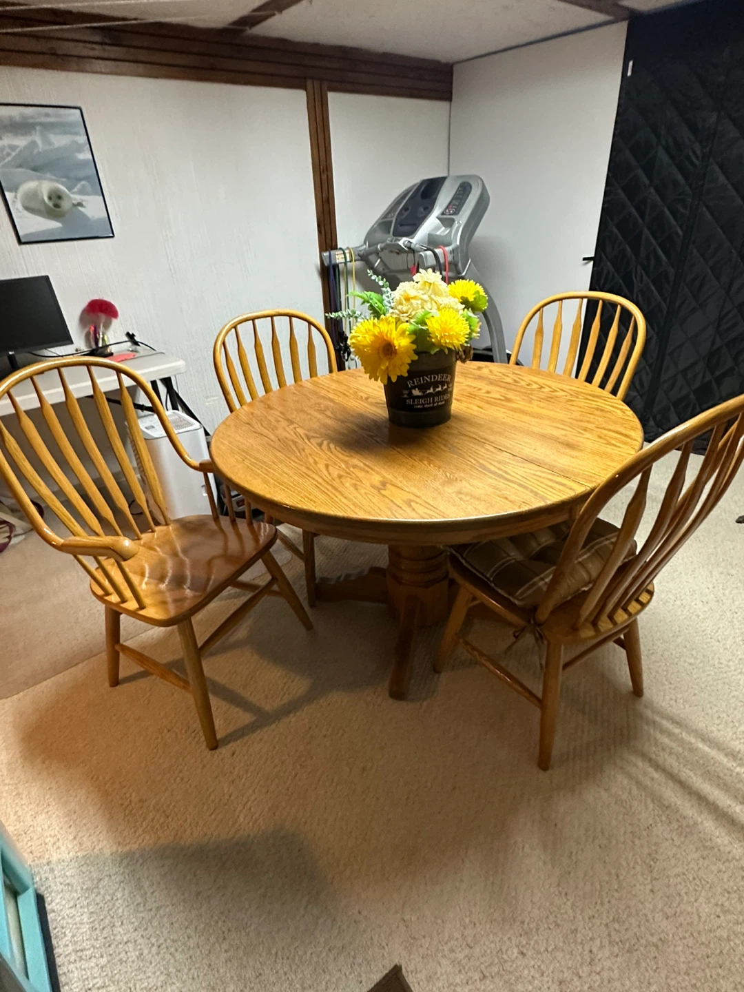 Wooden Round Dining Table with 4 Chairs - photo 3