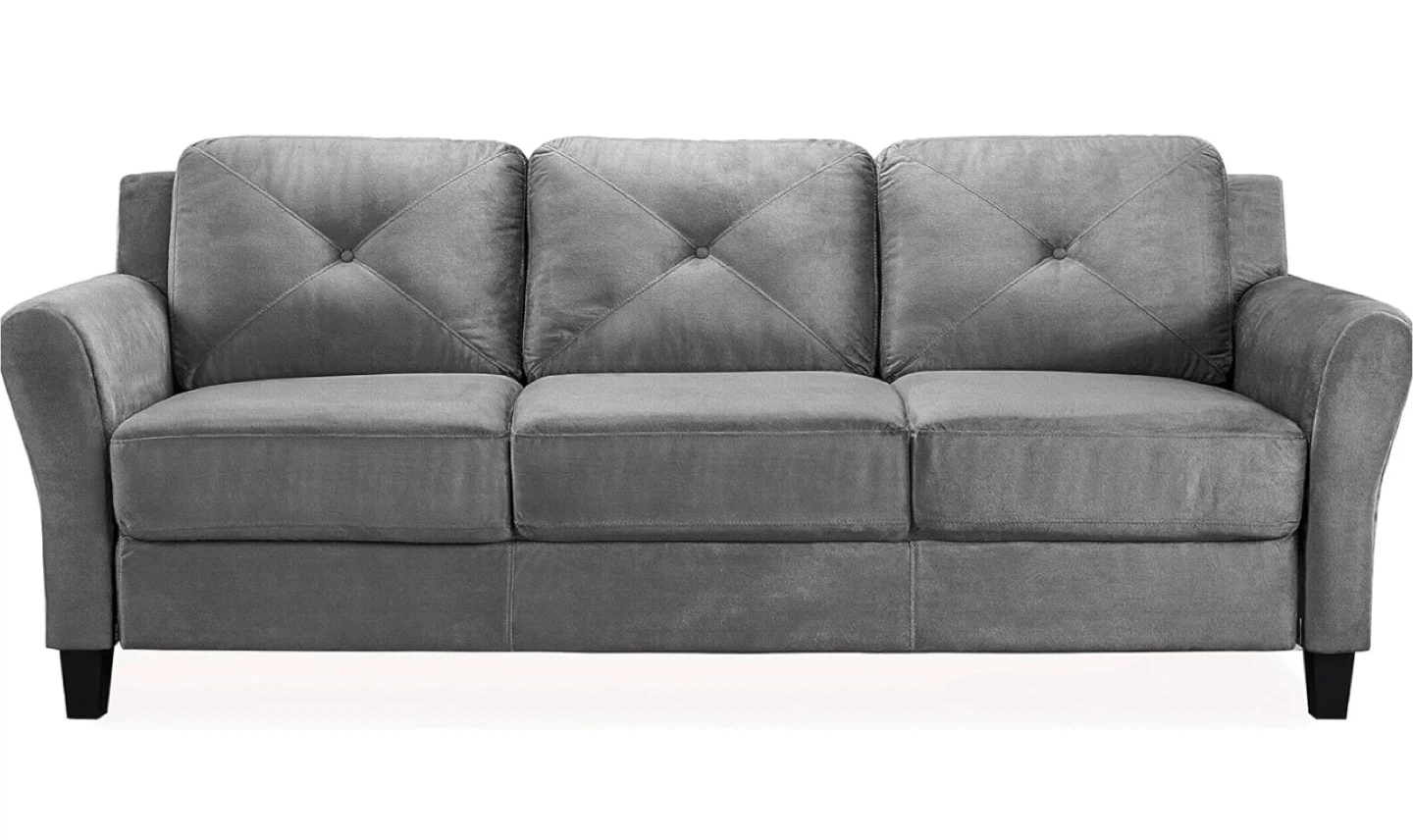 Gray Velvet Tufted Sofa - photo 2