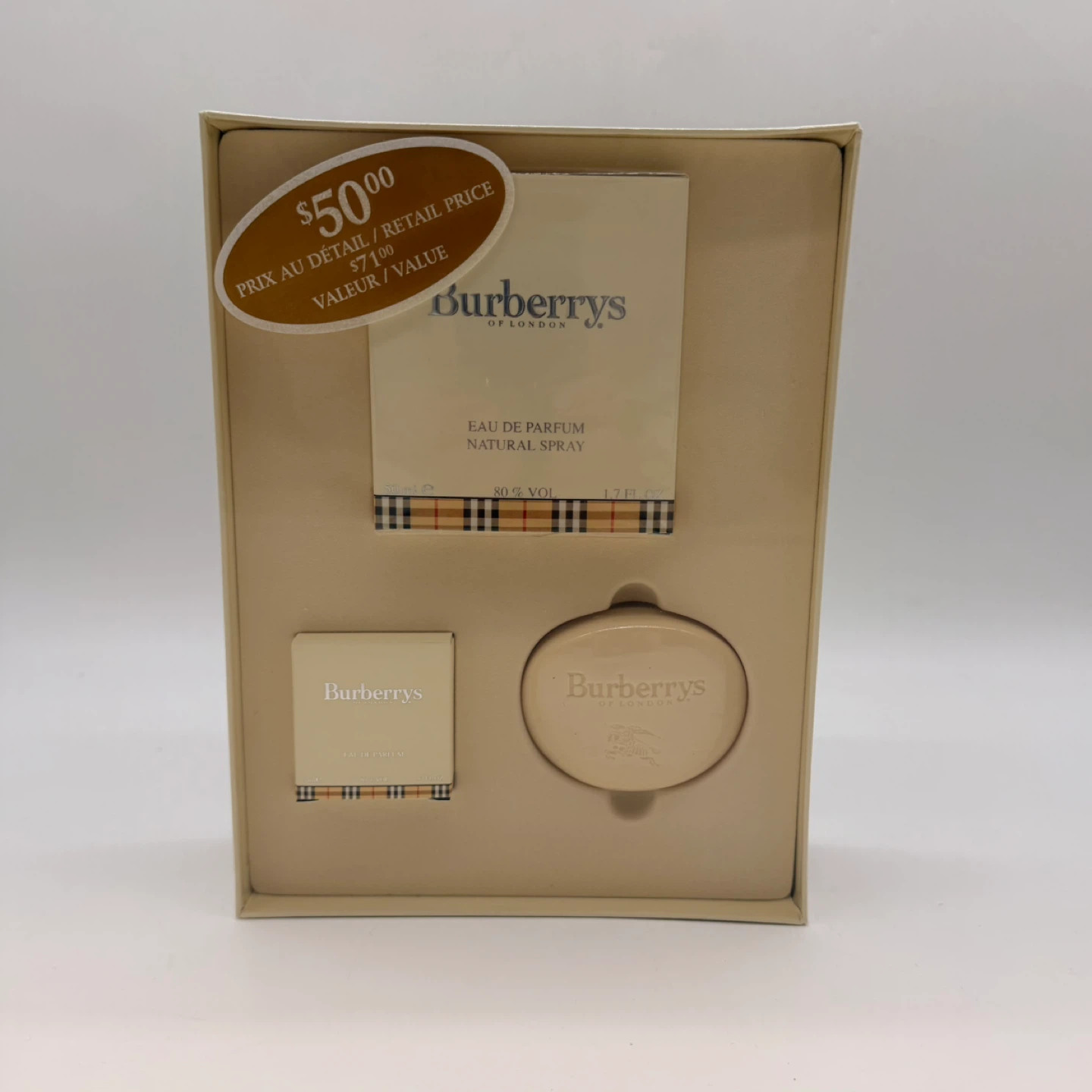 Vintage Burberrys of London Perfume Gift Set EDP 50ml Soap Mini