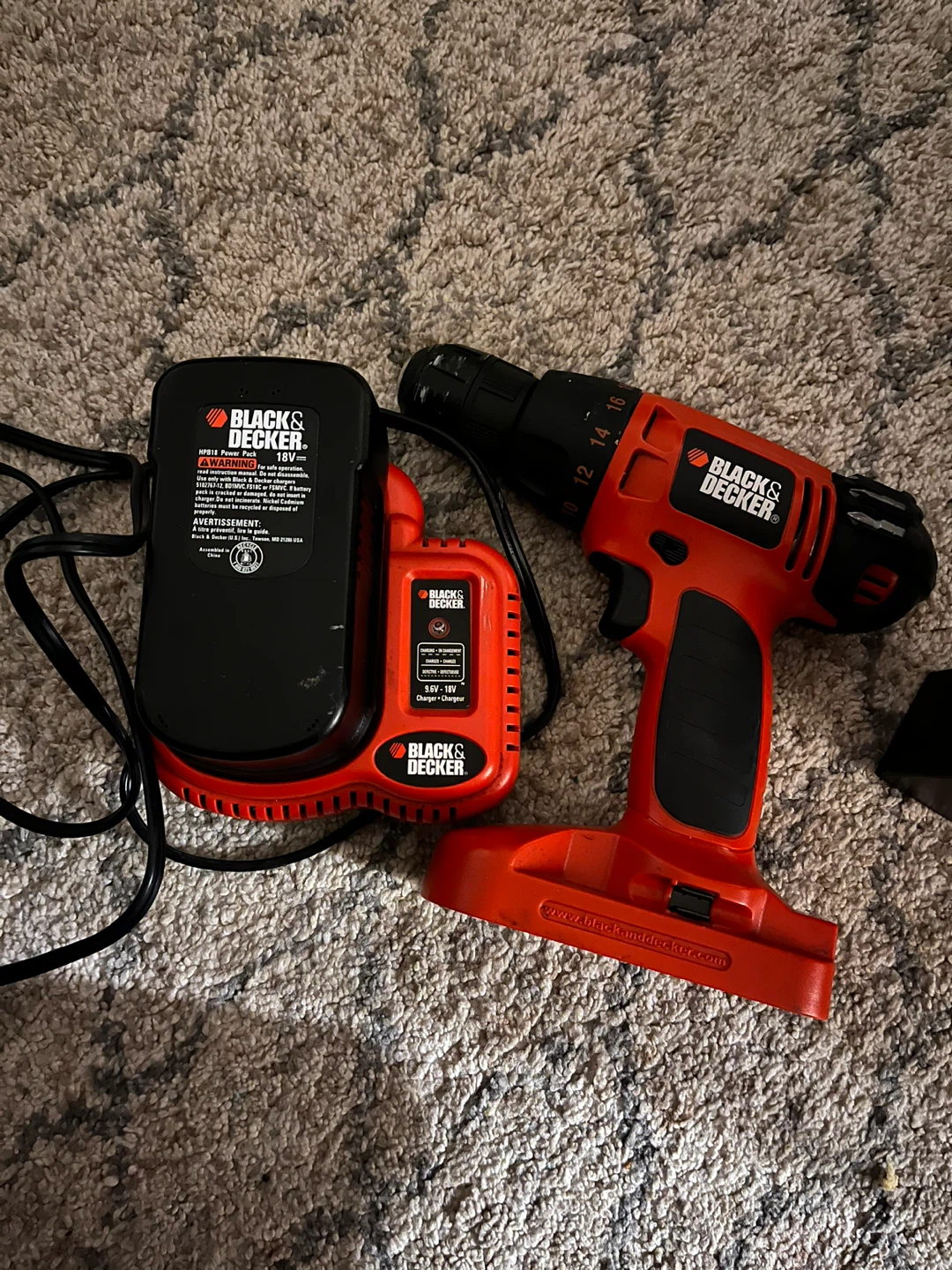 Black & Decker 18V Cordless Drill with Charger