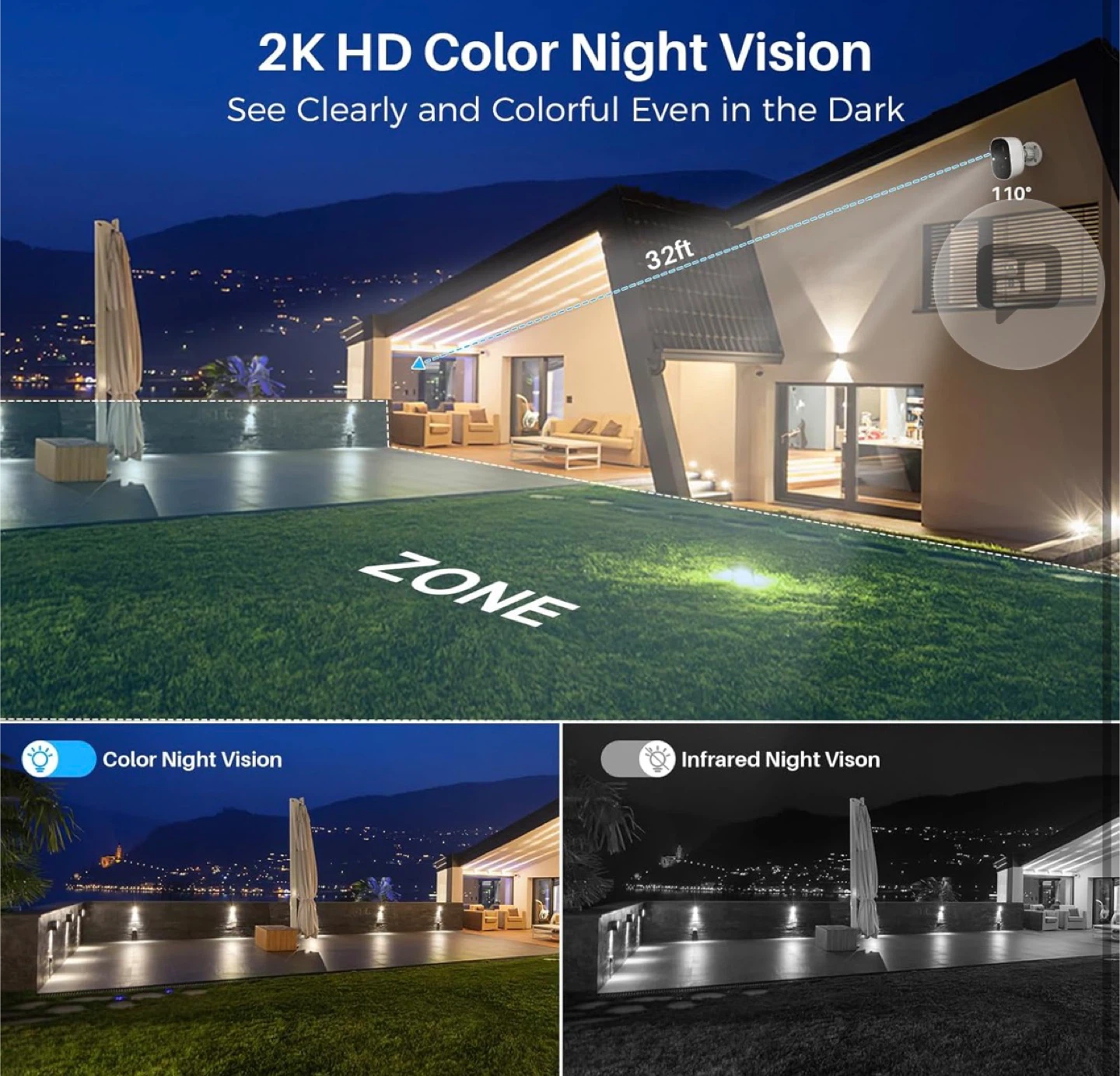 Wireless Security Camera with 2K HD Color Night Vision - photo 2