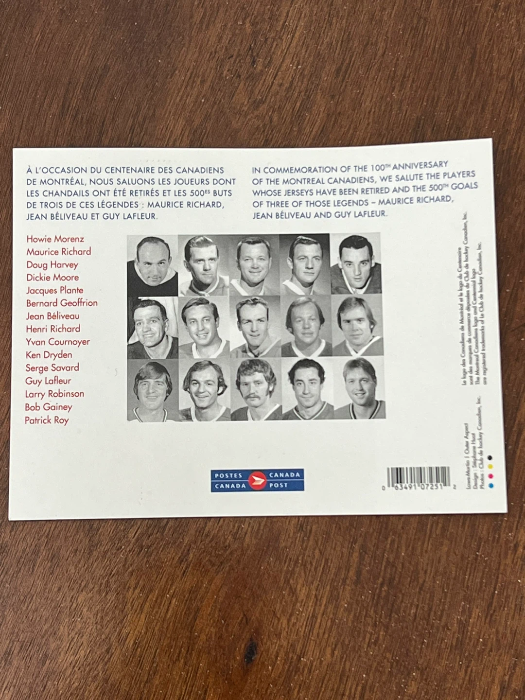 Montreal Canadiens 100th Anniversary Commemorative Stamp Sheet - photo 2