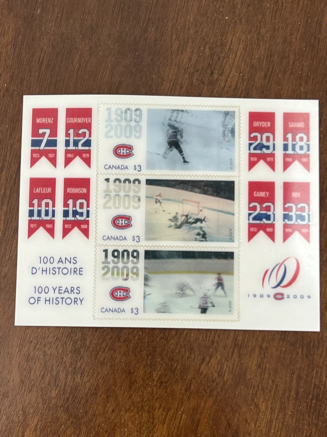 Montreal Canadiens 100th Anniversary Commemorative Stamp Sheet - photo 3