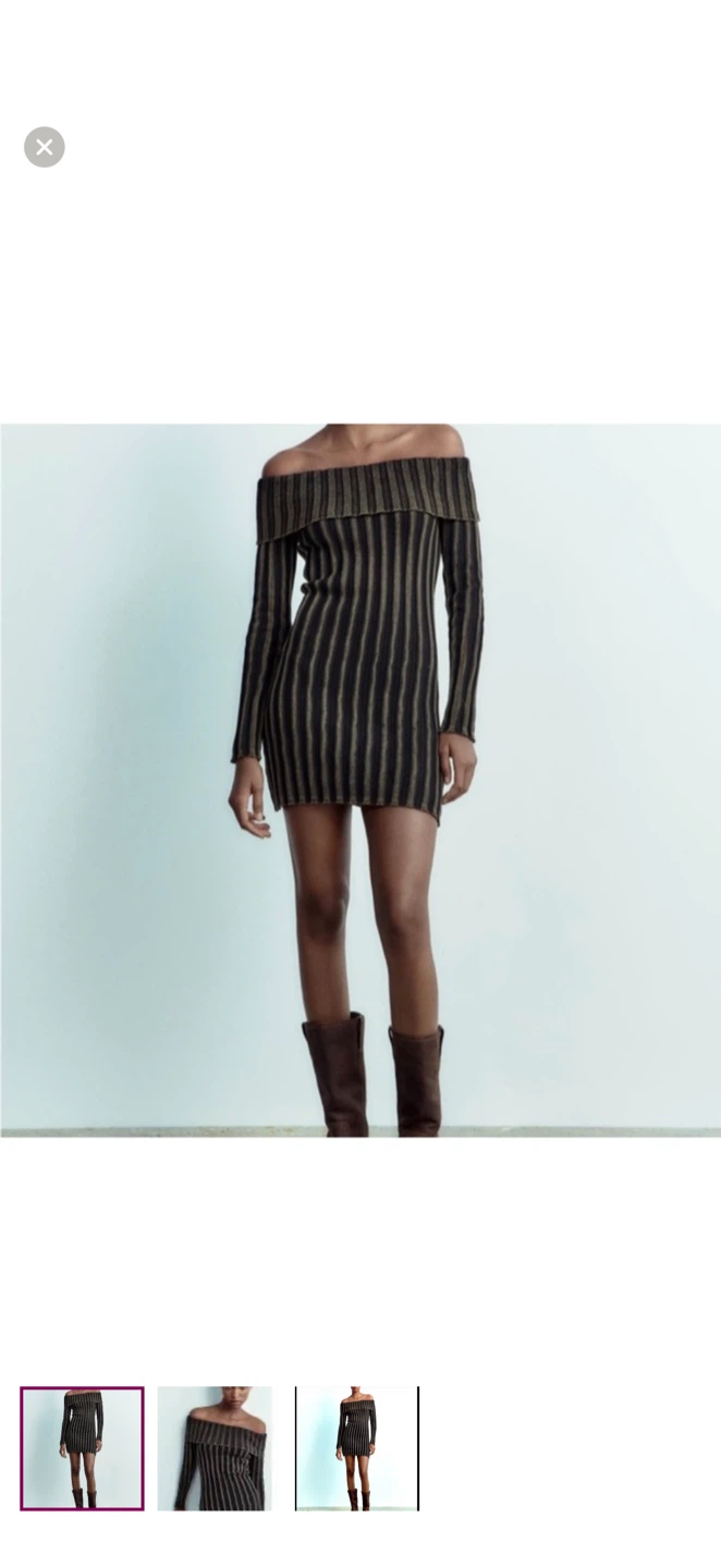 Zara Striped Off-the-Shoulder Mini Dress - photo 2
