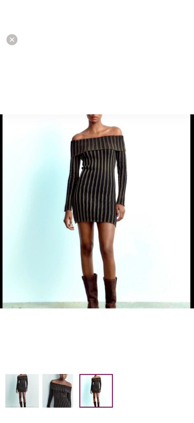 Zara Striped Off-the-Shoulder Mini Dress